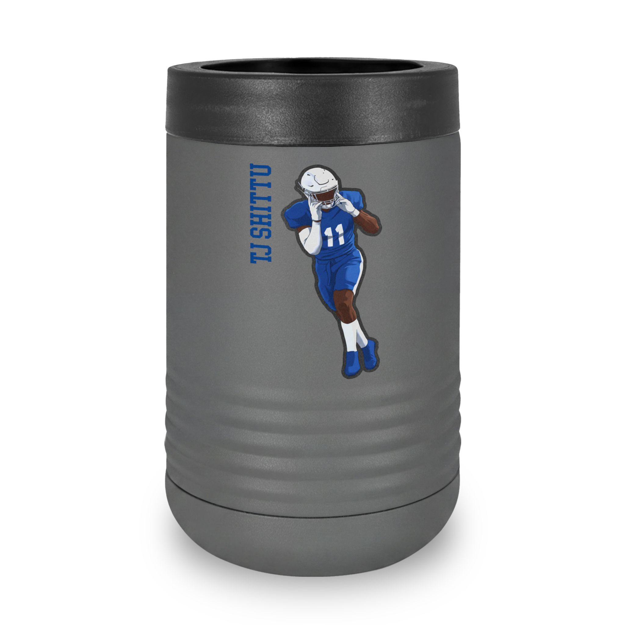 Stainless Can Cooler — character_name_vertical in Grey