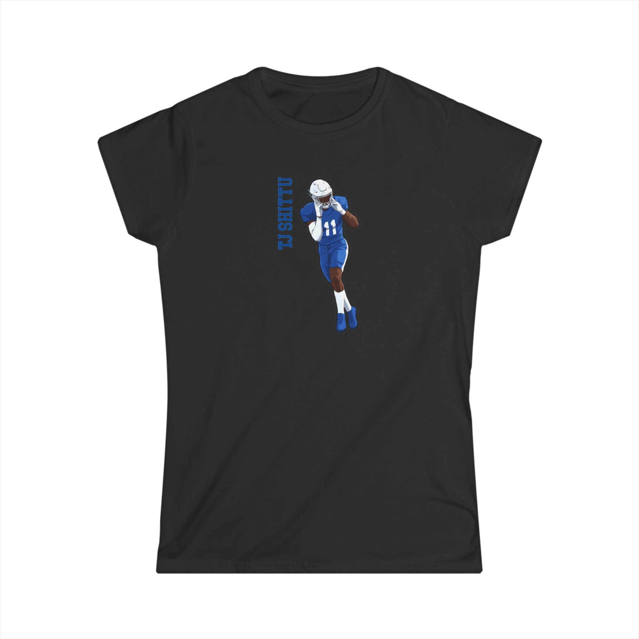 Women's Softstyle Tee — character_name_vertical in Black