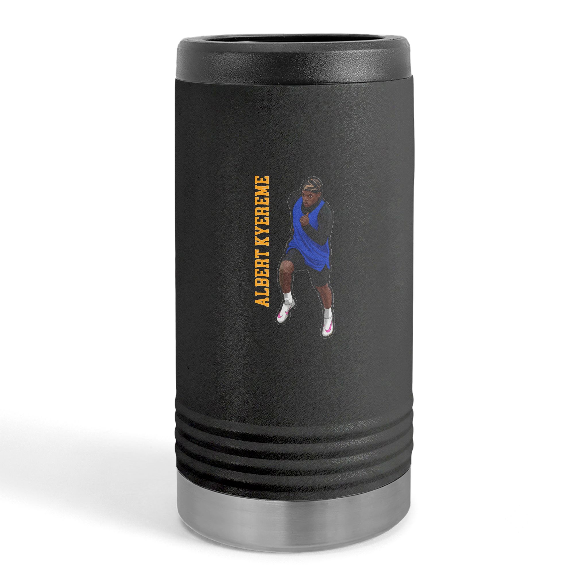 Slim Stainless Can Cooler — character_name_vertical in Black