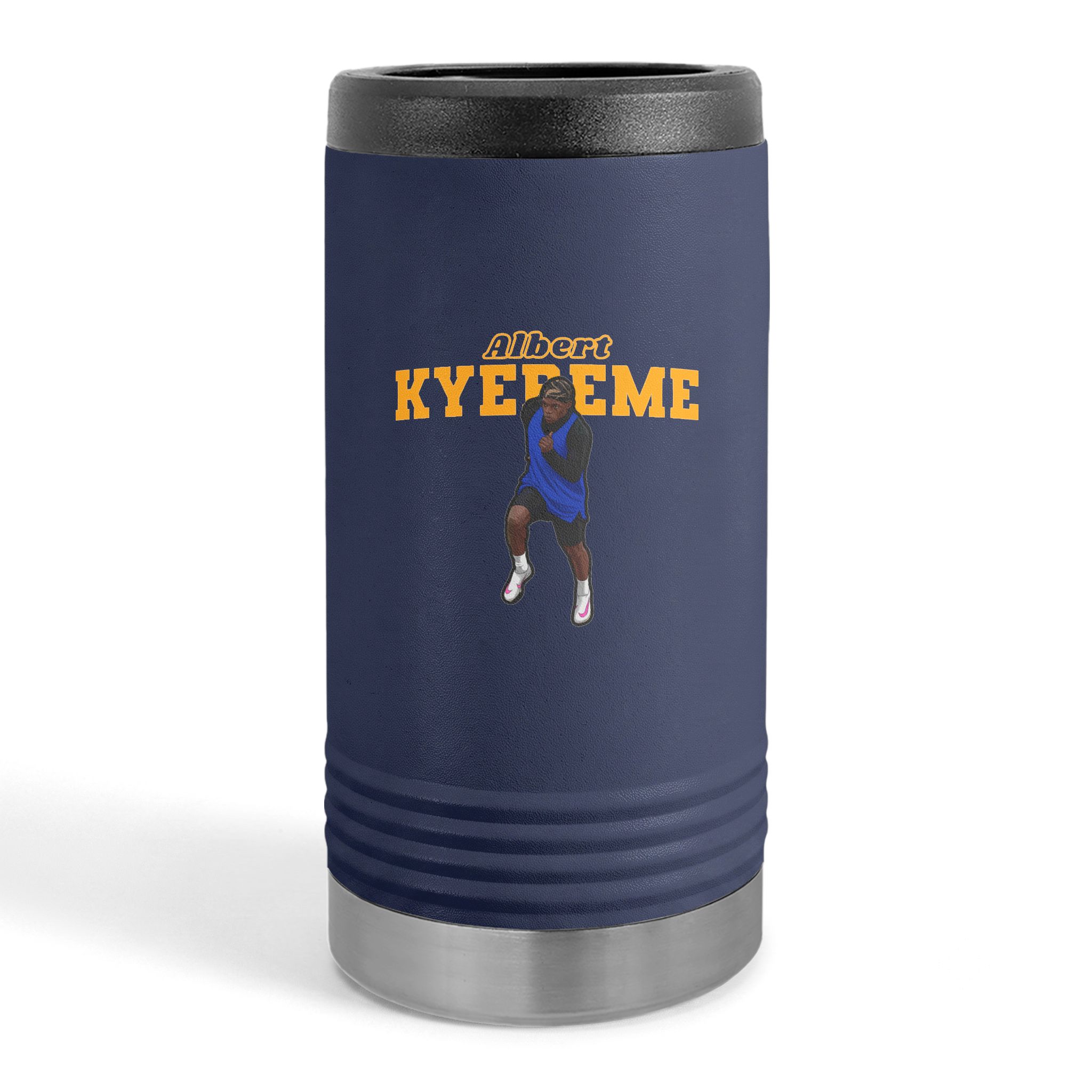 Slim Stainless Can Cooler — character_name_arch in Navy