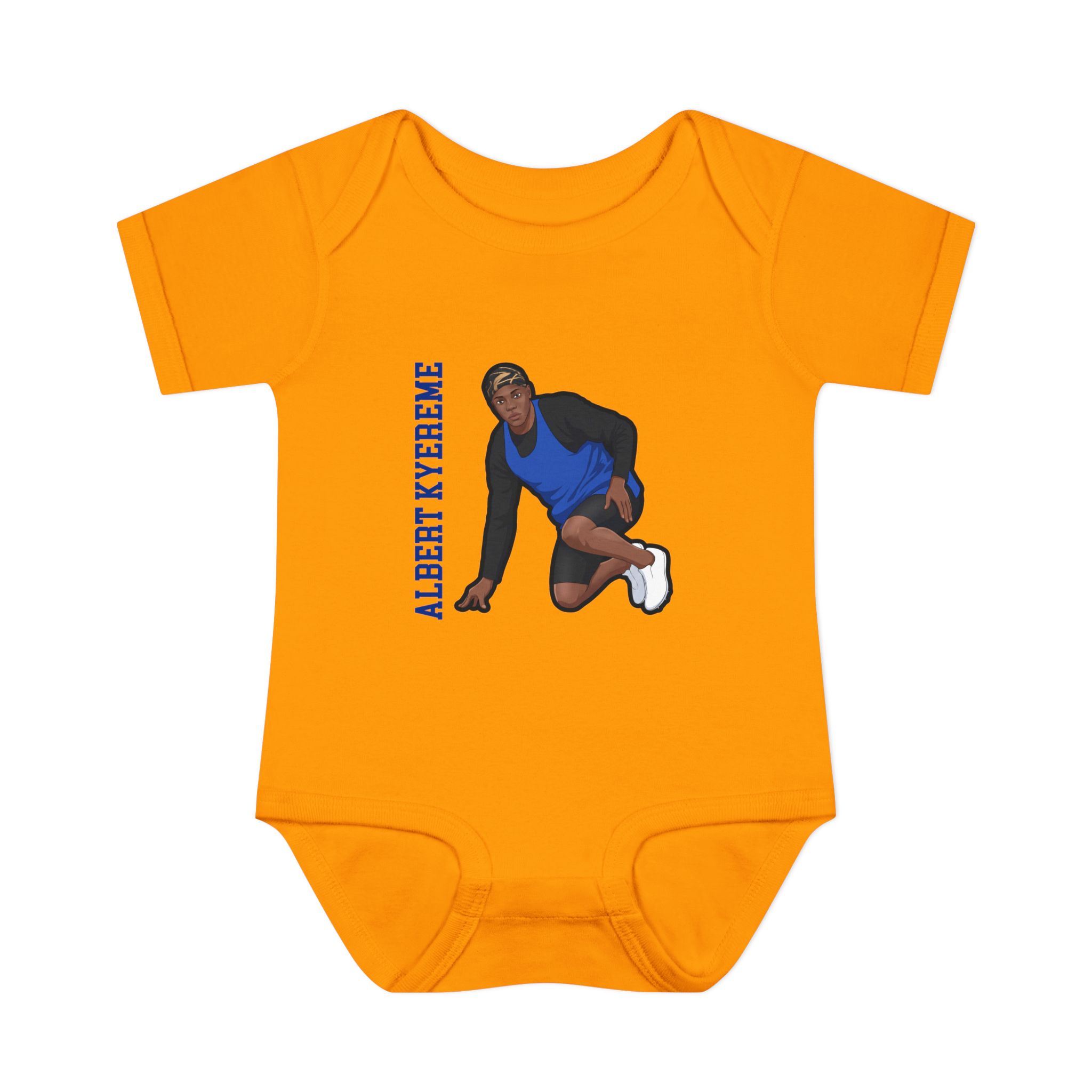Baby Onesie — character_name_vertical in Gold