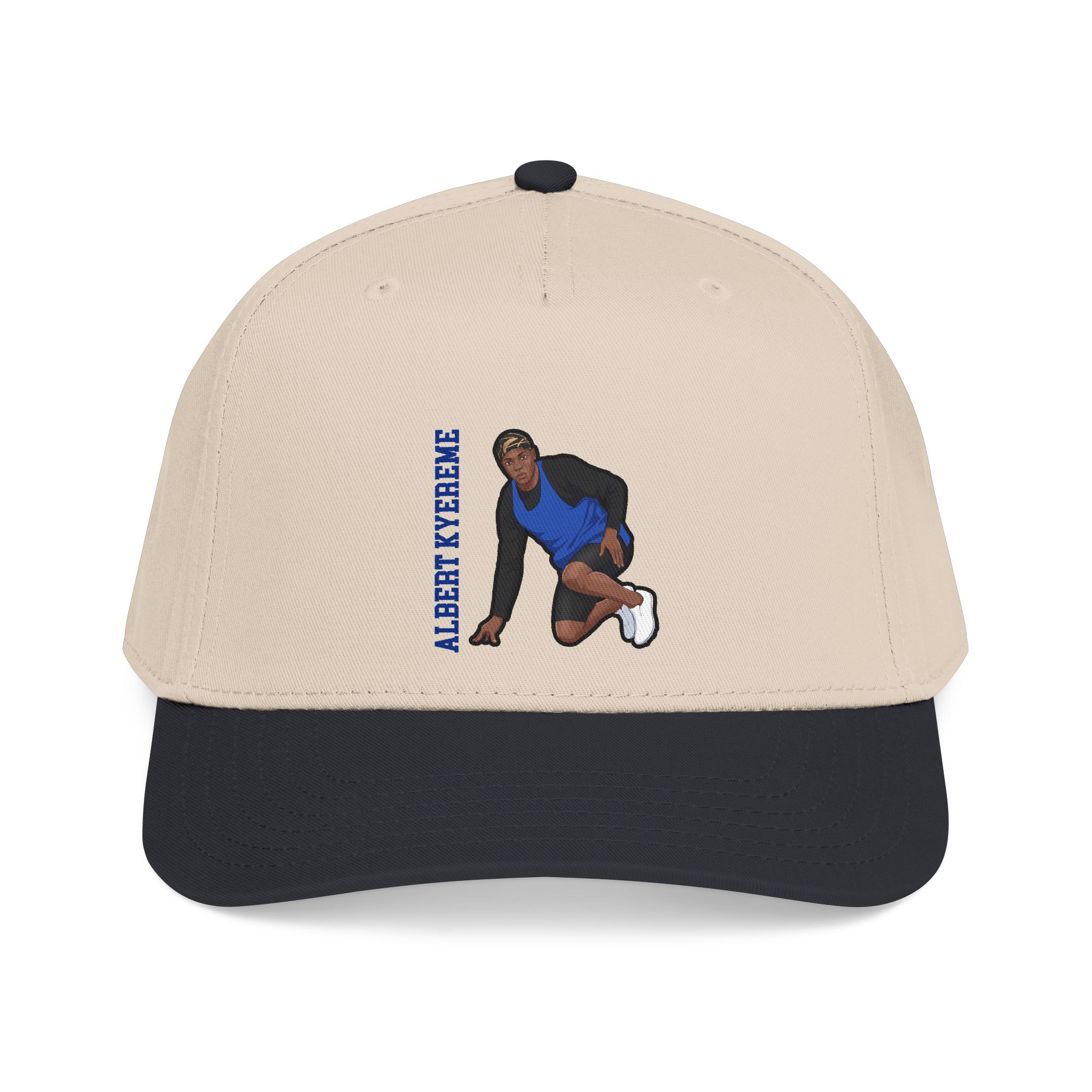 Baseball Cap — character_name_vertical in Black / Natural