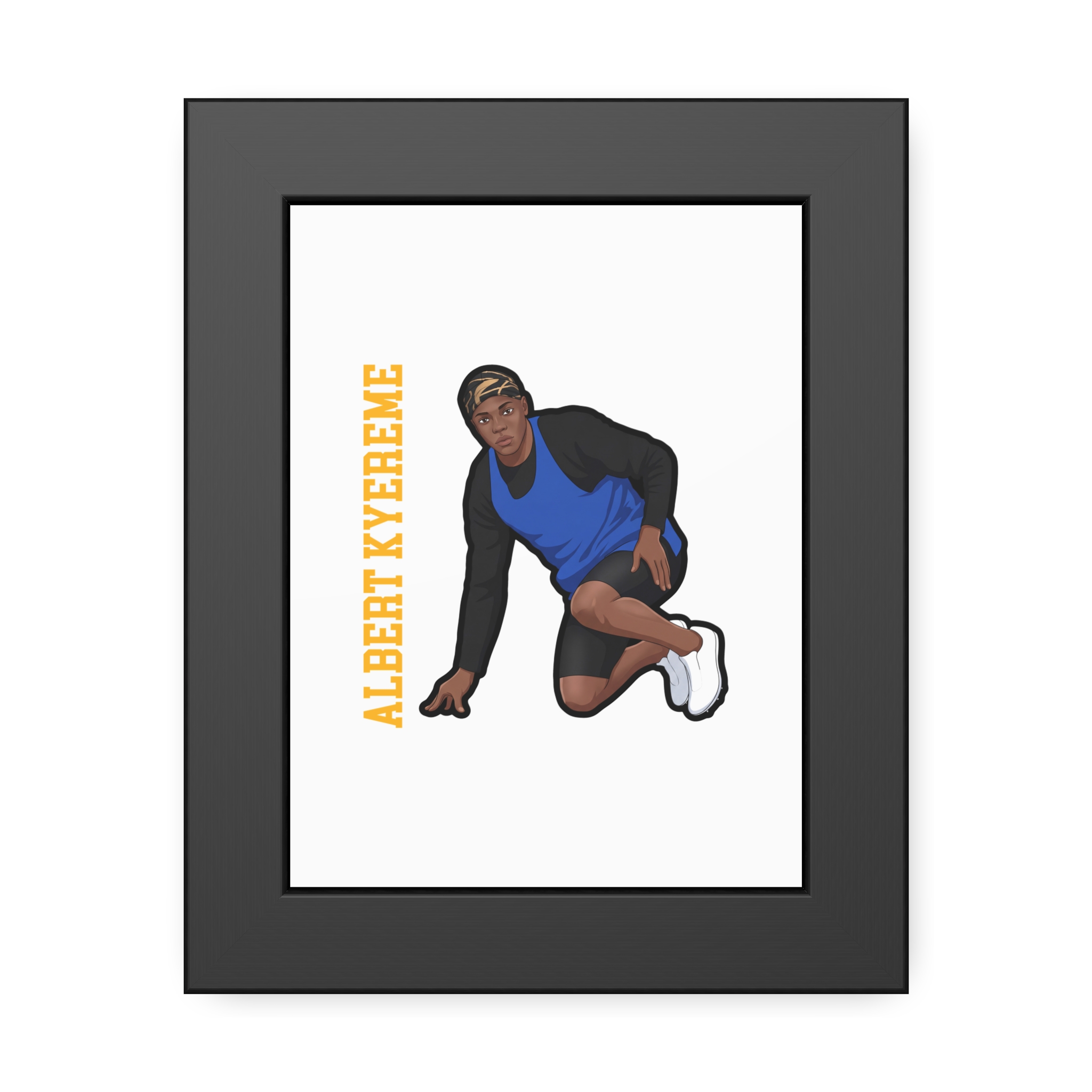 Framed Poster — character_name_vertical in Black