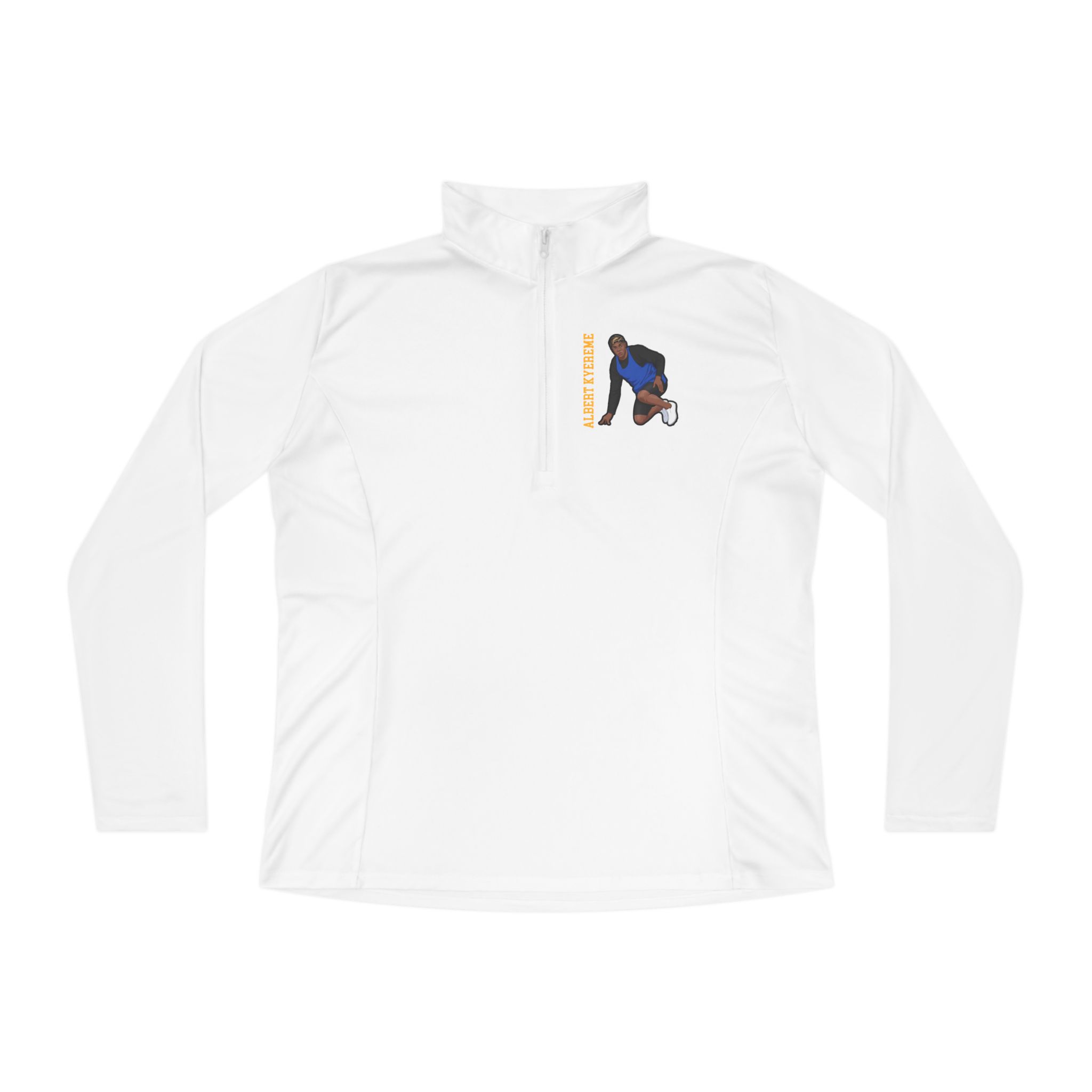 Women's Q-Zip Pullover — character_name_vertical in White