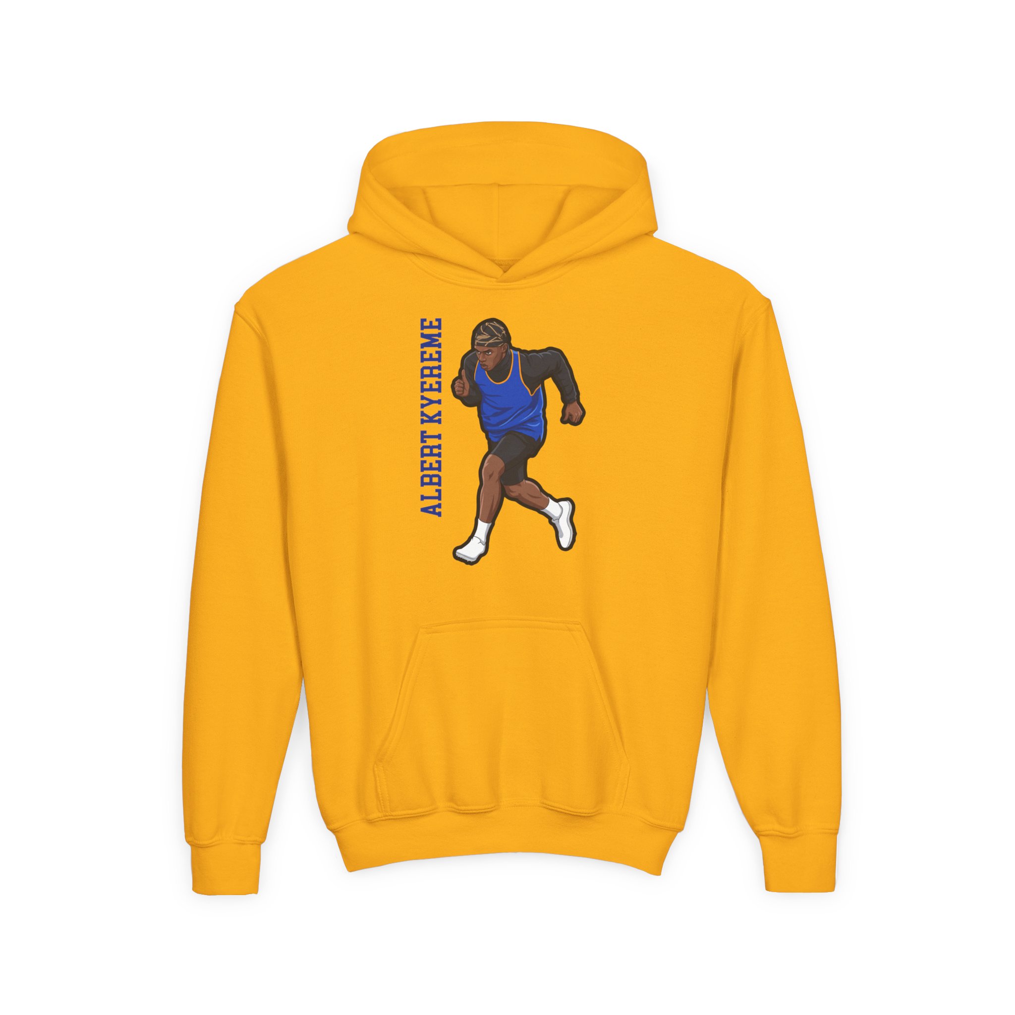 Youth Hoodie — character_name_vertical in Gold