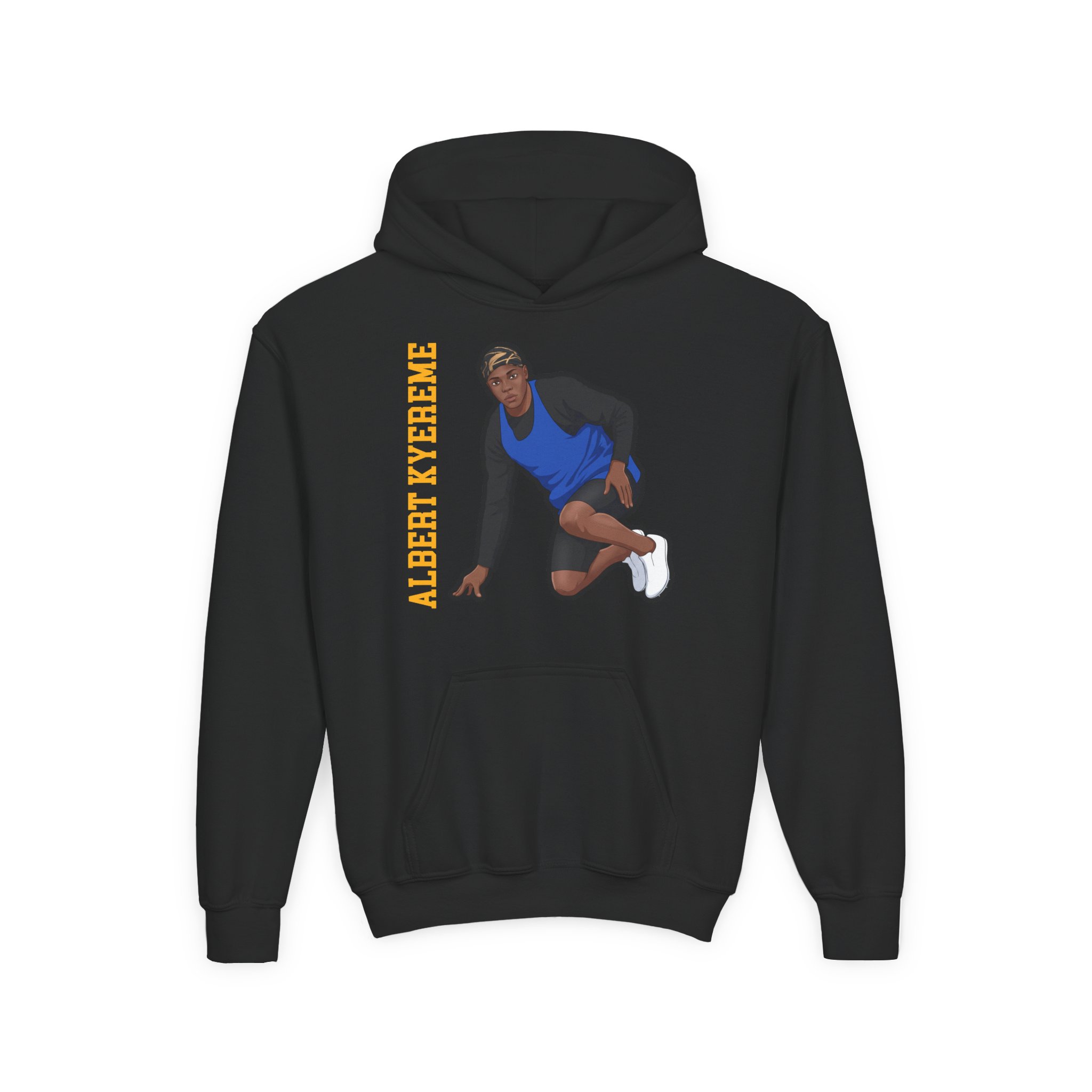 Youth Hoodie — character_name_vertical in Black