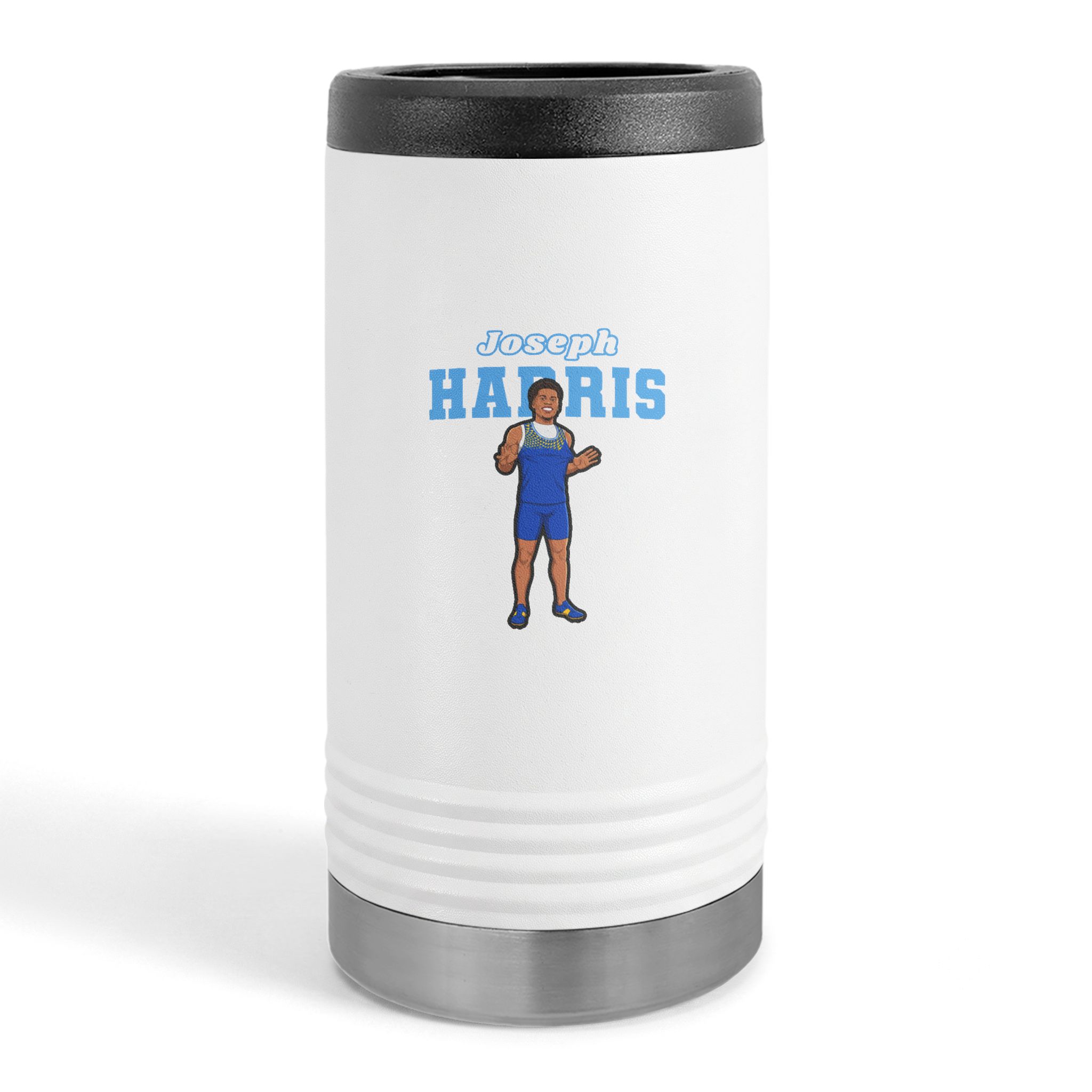 Slim Stainless Can Cooler — character_name_arch in White
