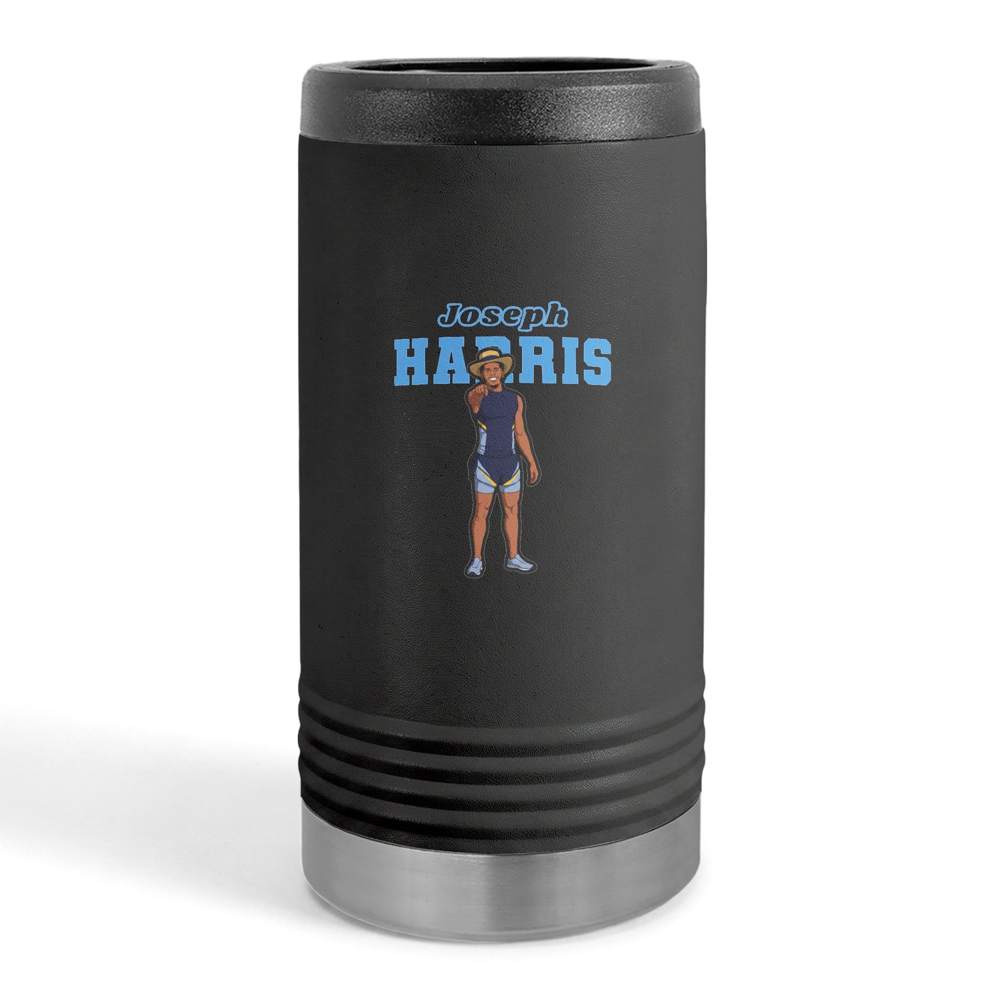 Slim Stainless Can Cooler — character_name_arch in Black