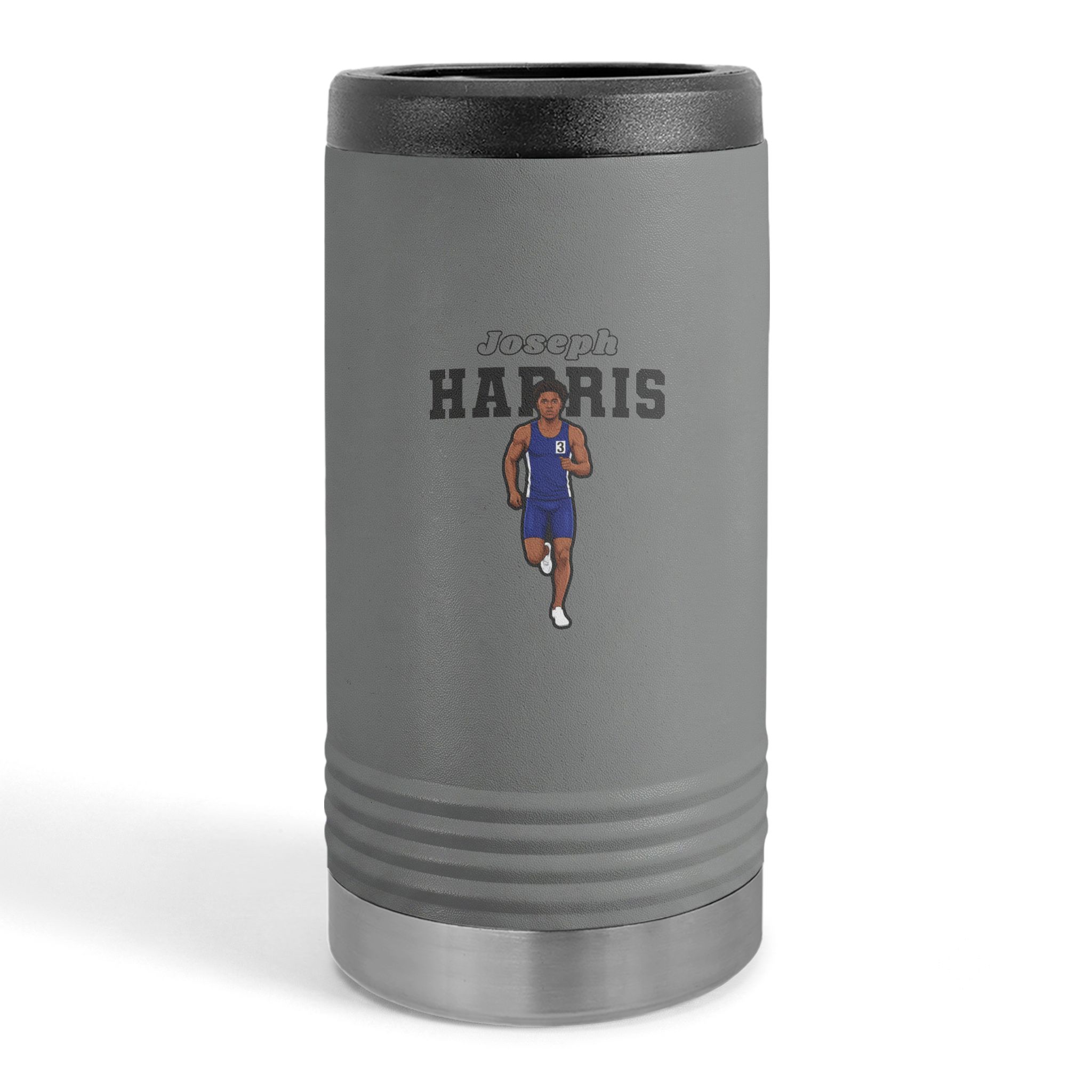 Slim Stainless Can Cooler — character_name_arch in Grey