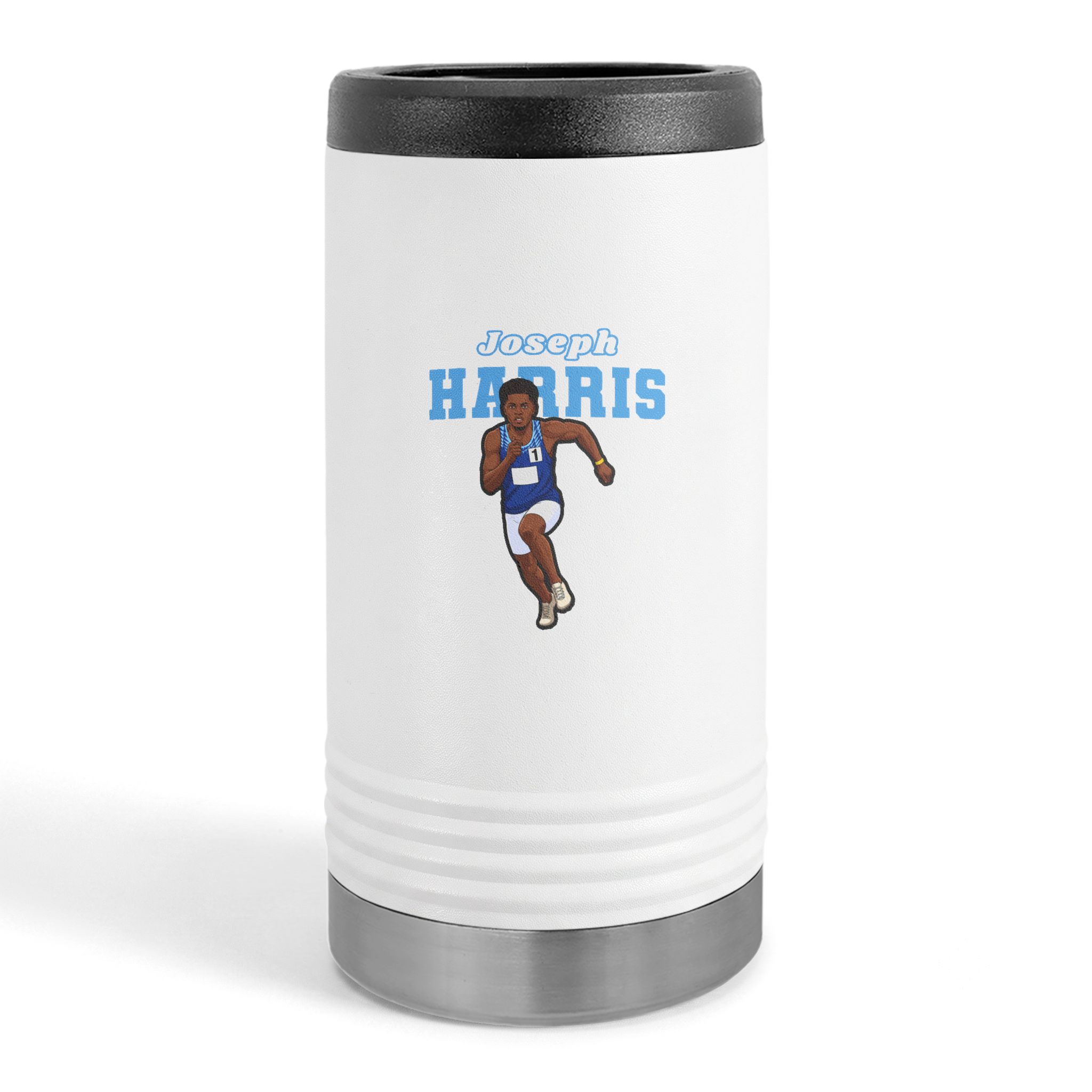 Slim Stainless Can Cooler — character_name_arch in White