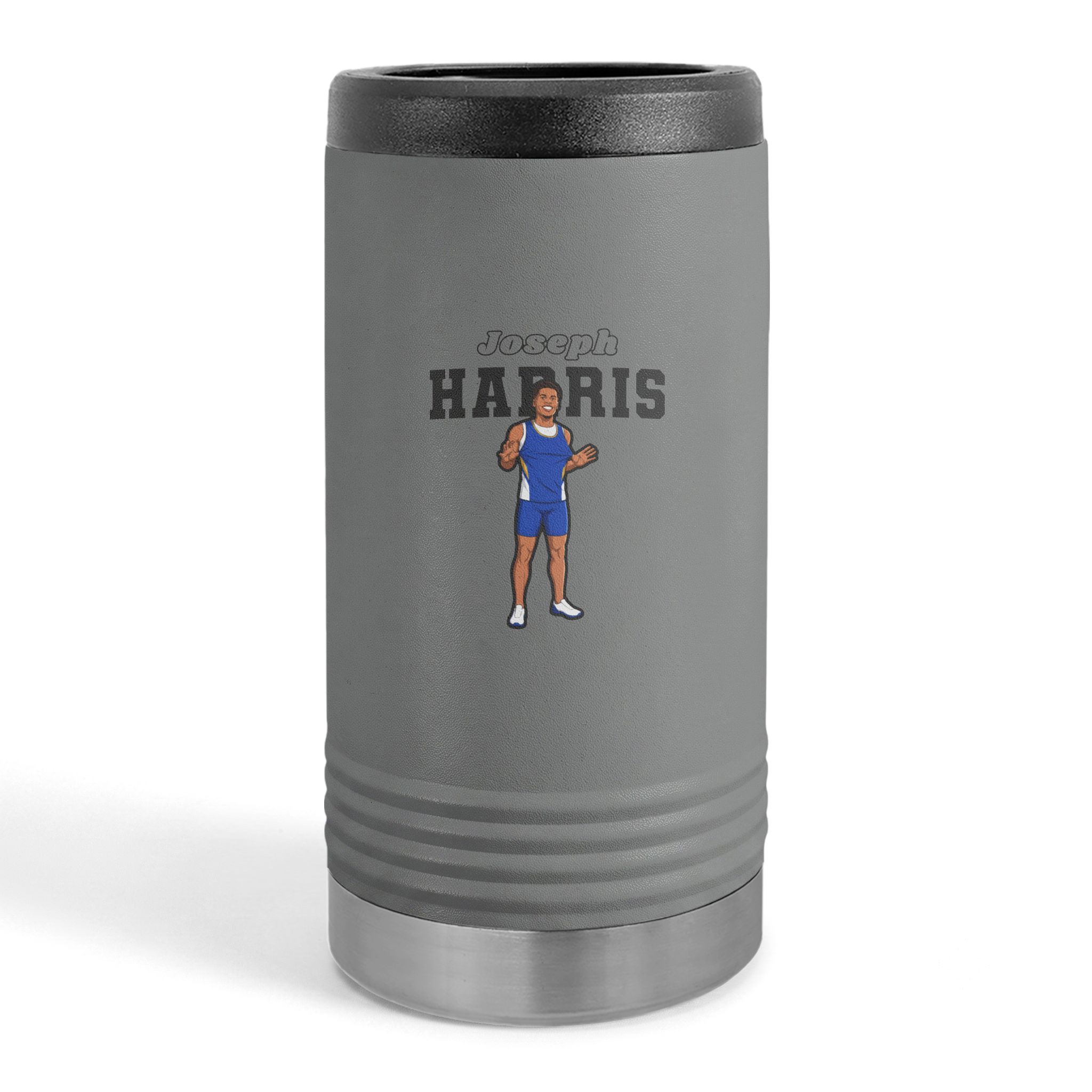 Slim Stainless Can Cooler — character_name_arch in Grey