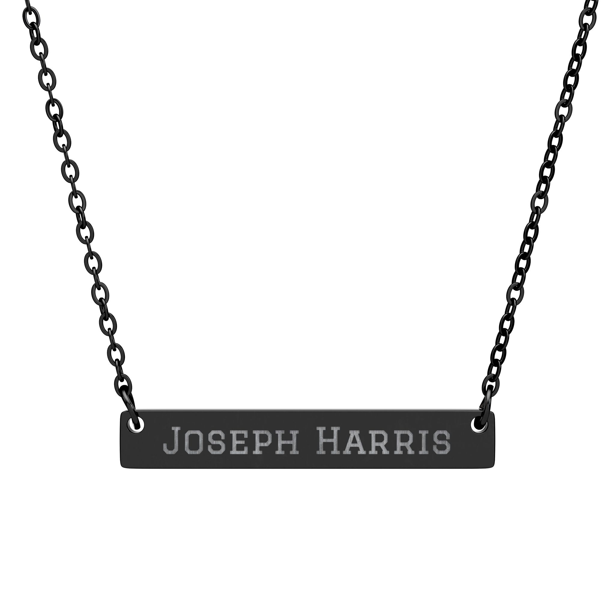 Engraved Bar Necklace — Classic in Black