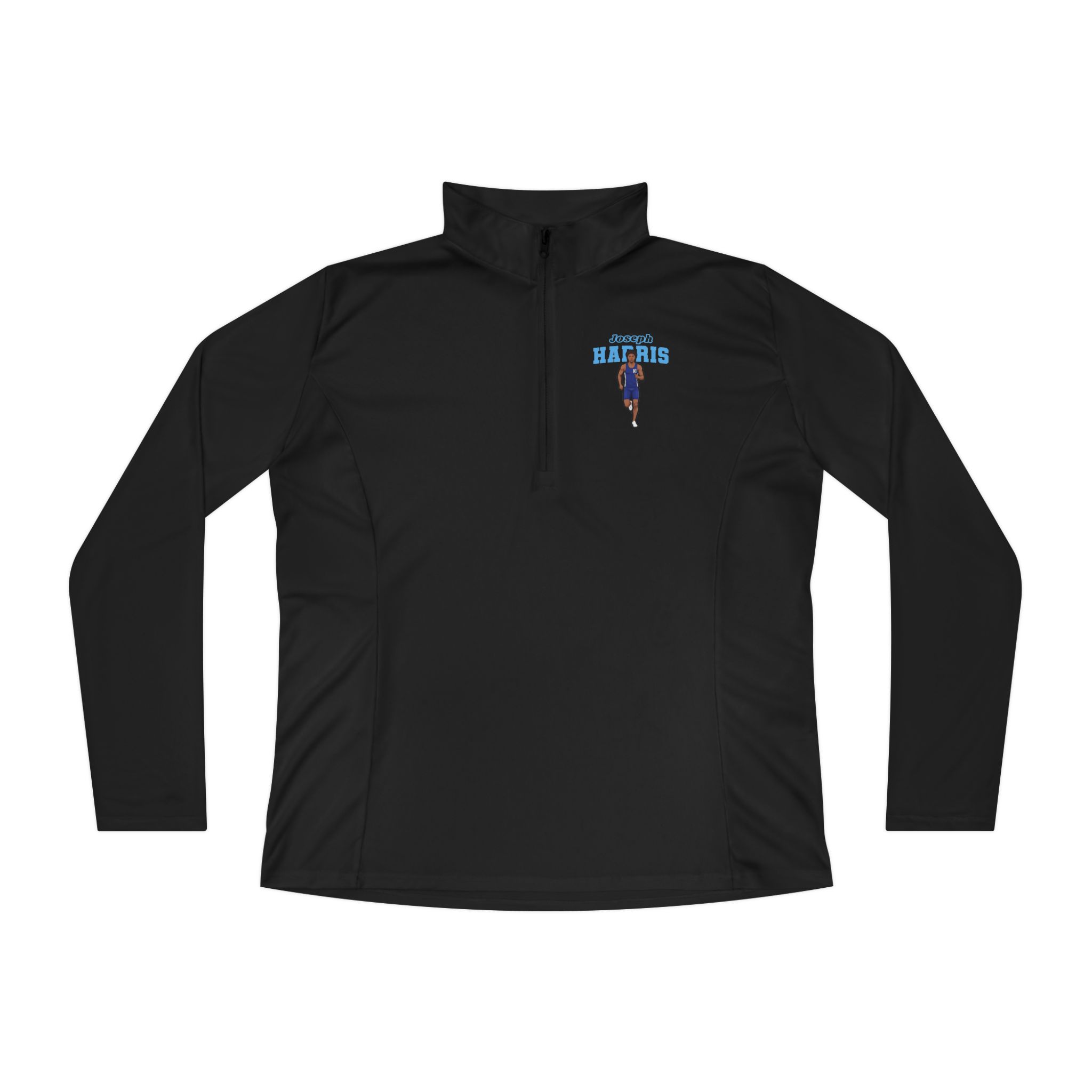 Women's Q-Zip Pullover — character_name_arch in Black