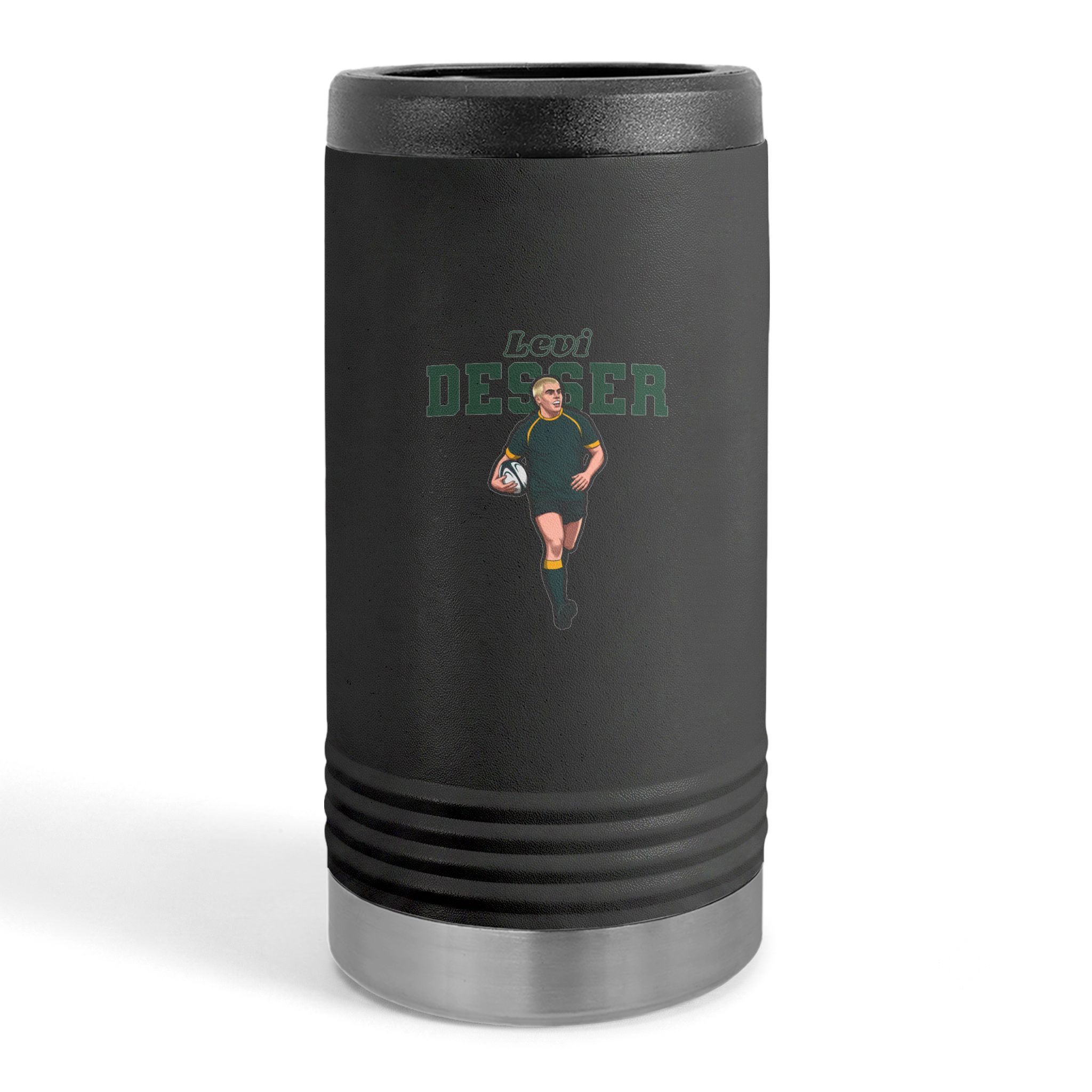 Slim Stainless Can Cooler — character_name_arch in Black