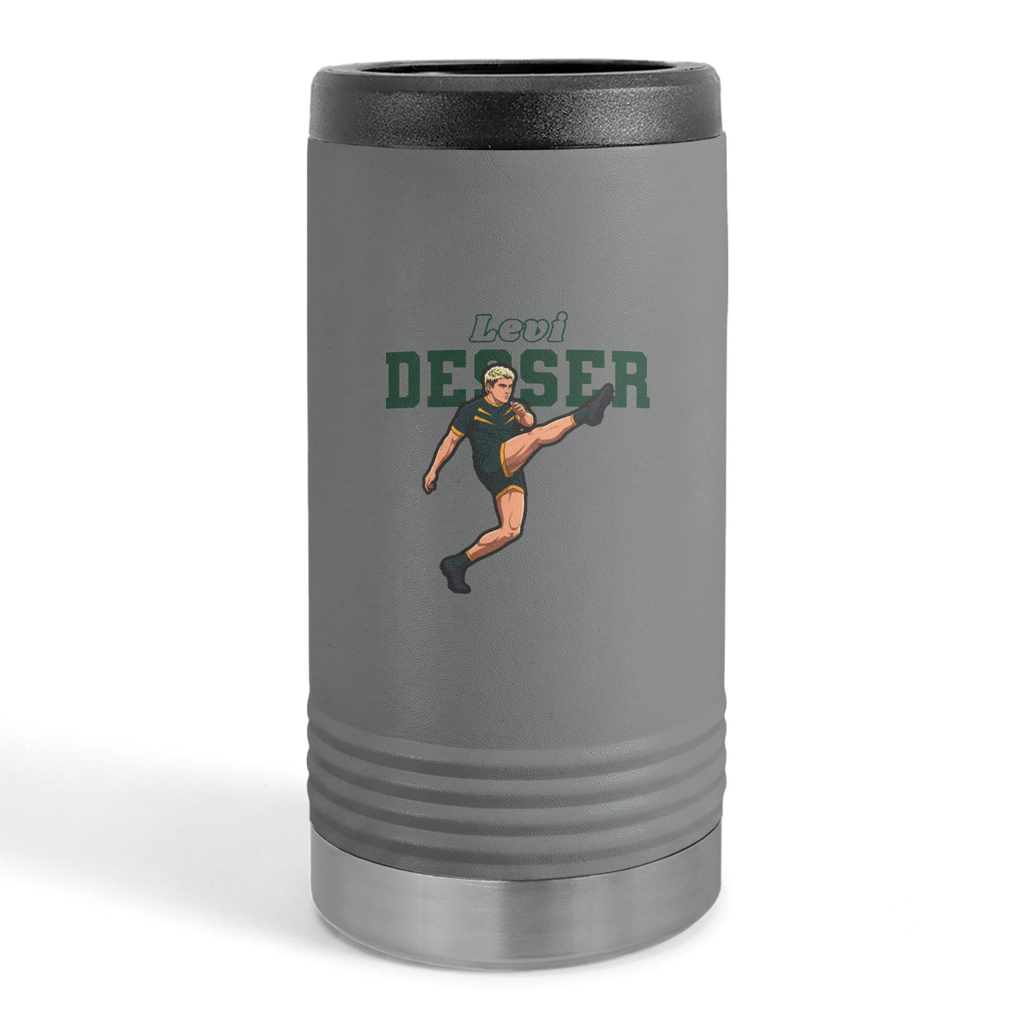 Slim Stainless Can Cooler — character_name_arch in Grey