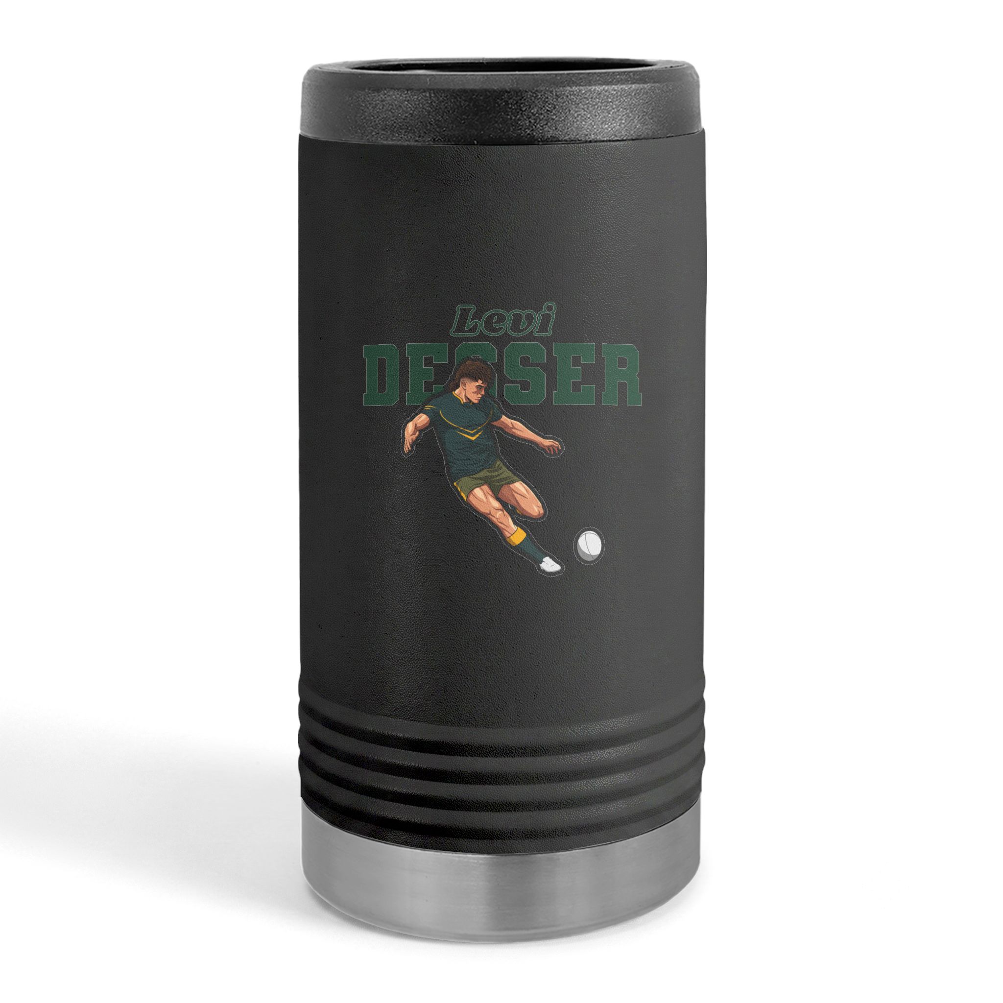 Slim Stainless Can Cooler — character_name_arch in Black