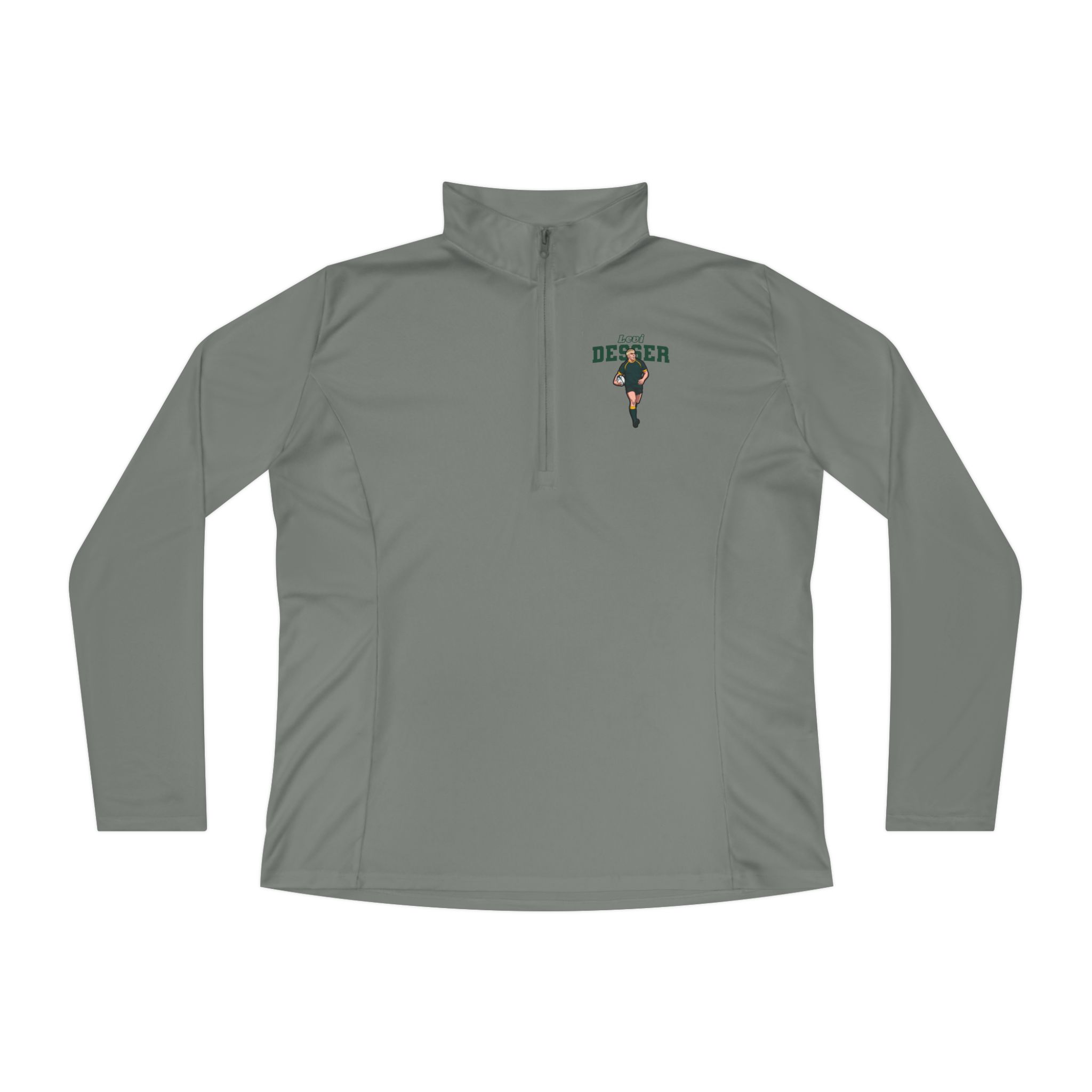 Women's Q-Zip Pullover — character_name_arch in Grey