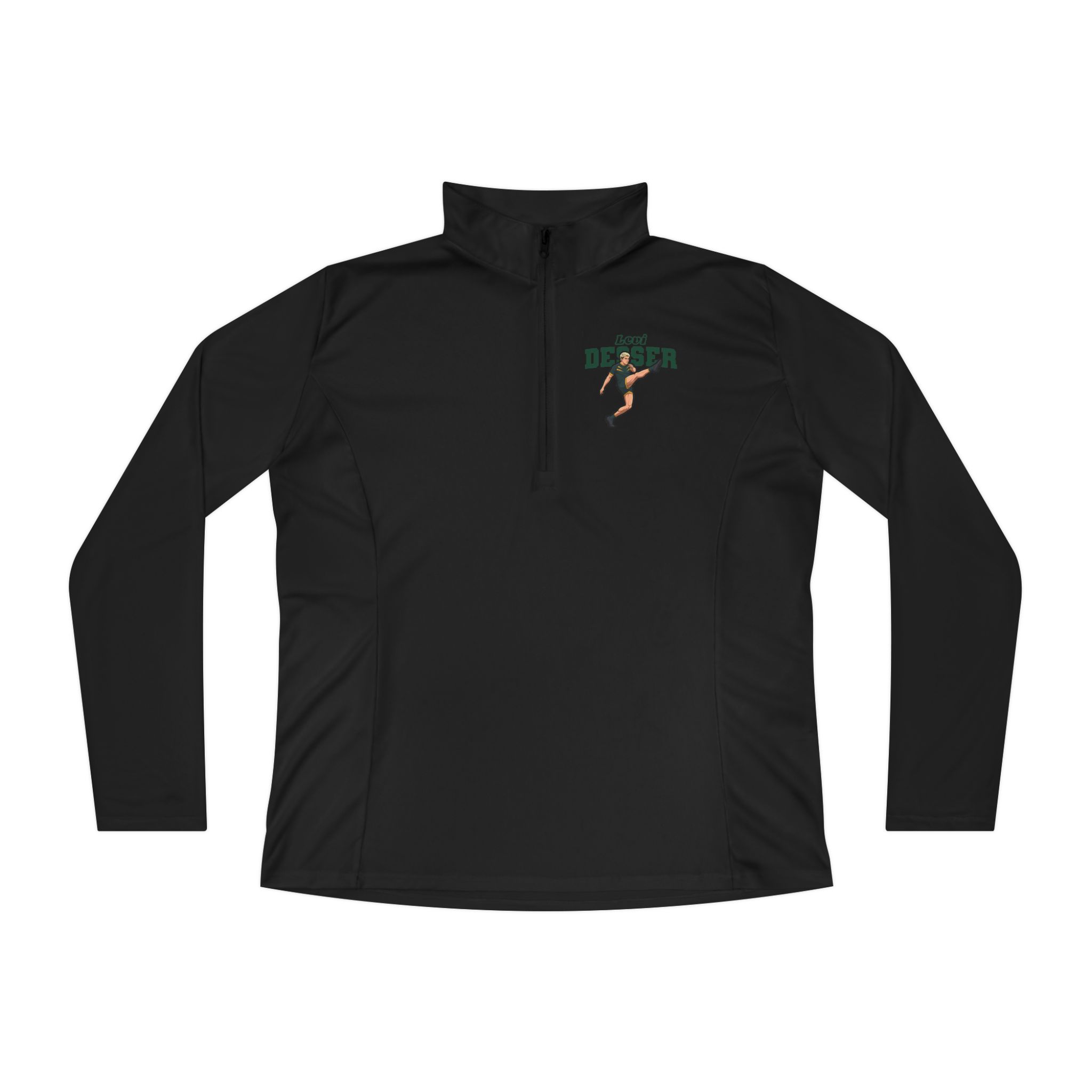 Women's Q-Zip Pullover — character_name_arch in Black
