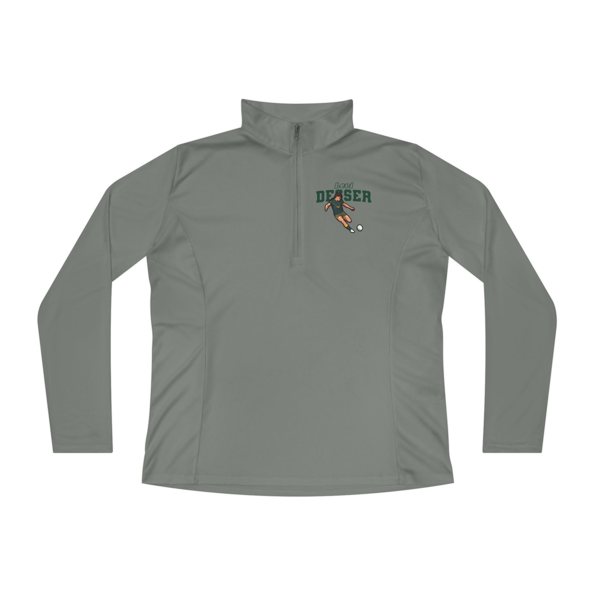 Women's Q-Zip Pullover — character_name_arch in Grey
