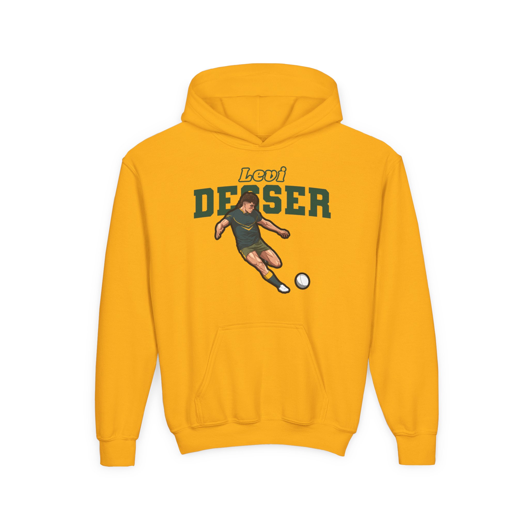 Youth Hoodie — character_name_arch in Gold