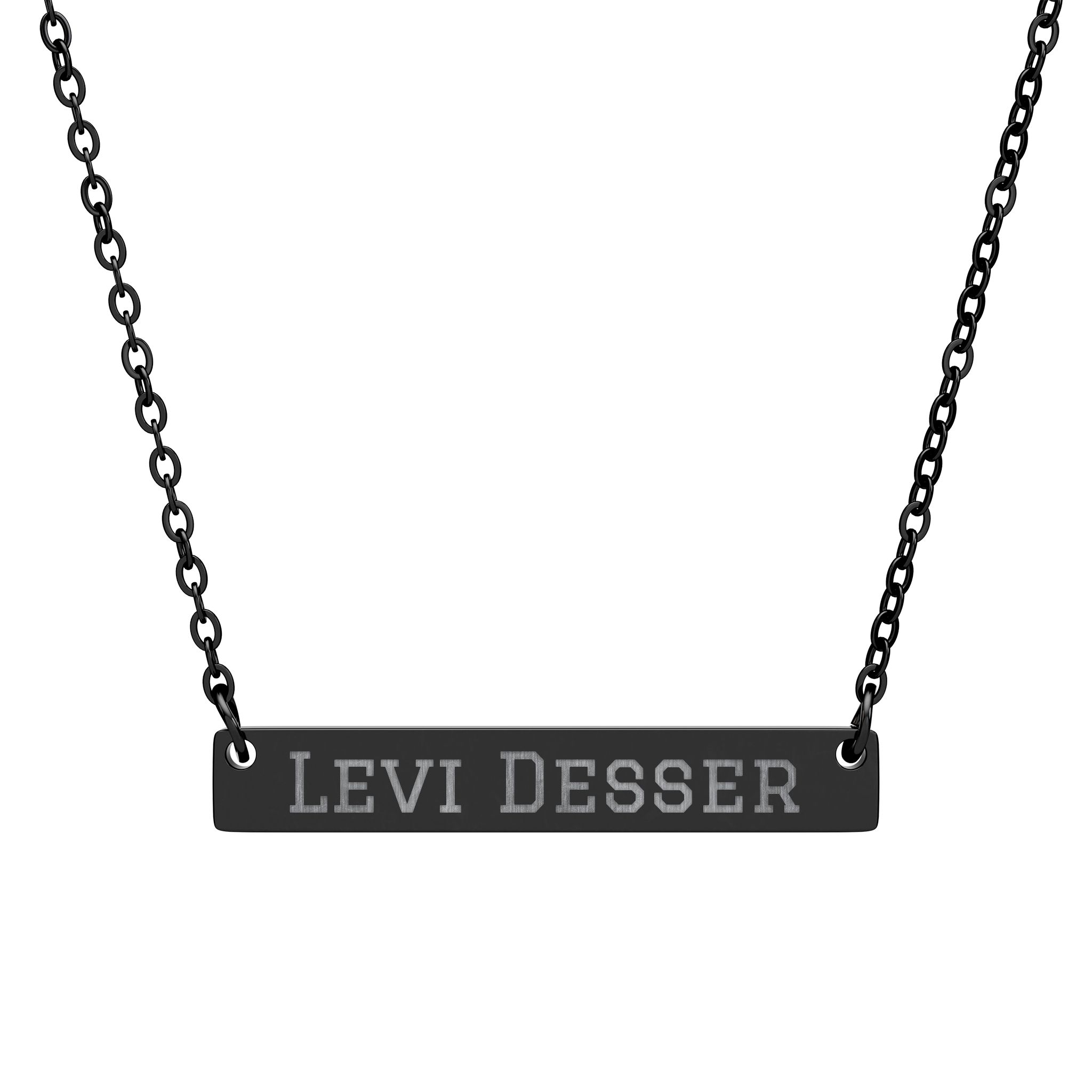Engraved Bar Necklace — Classic in Black