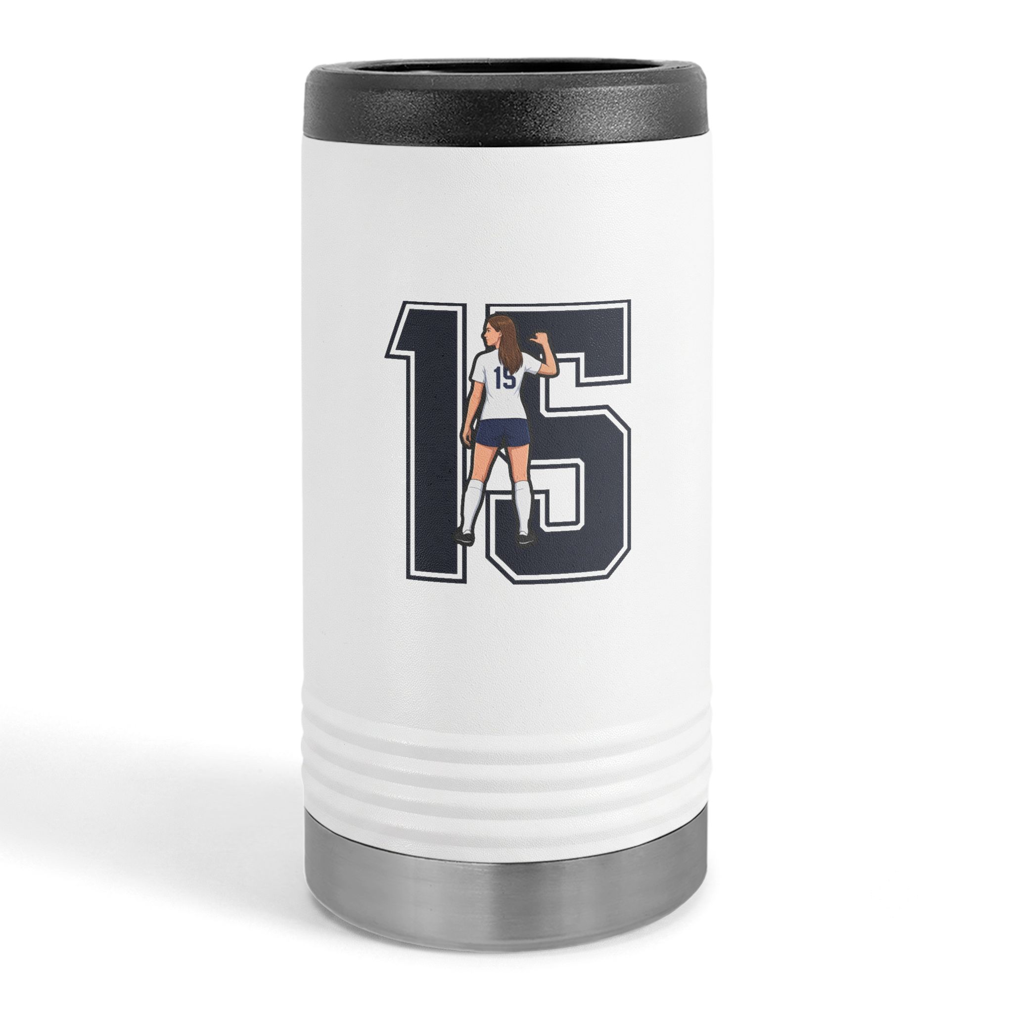 Slim Stainless Can Cooler — character_number in White