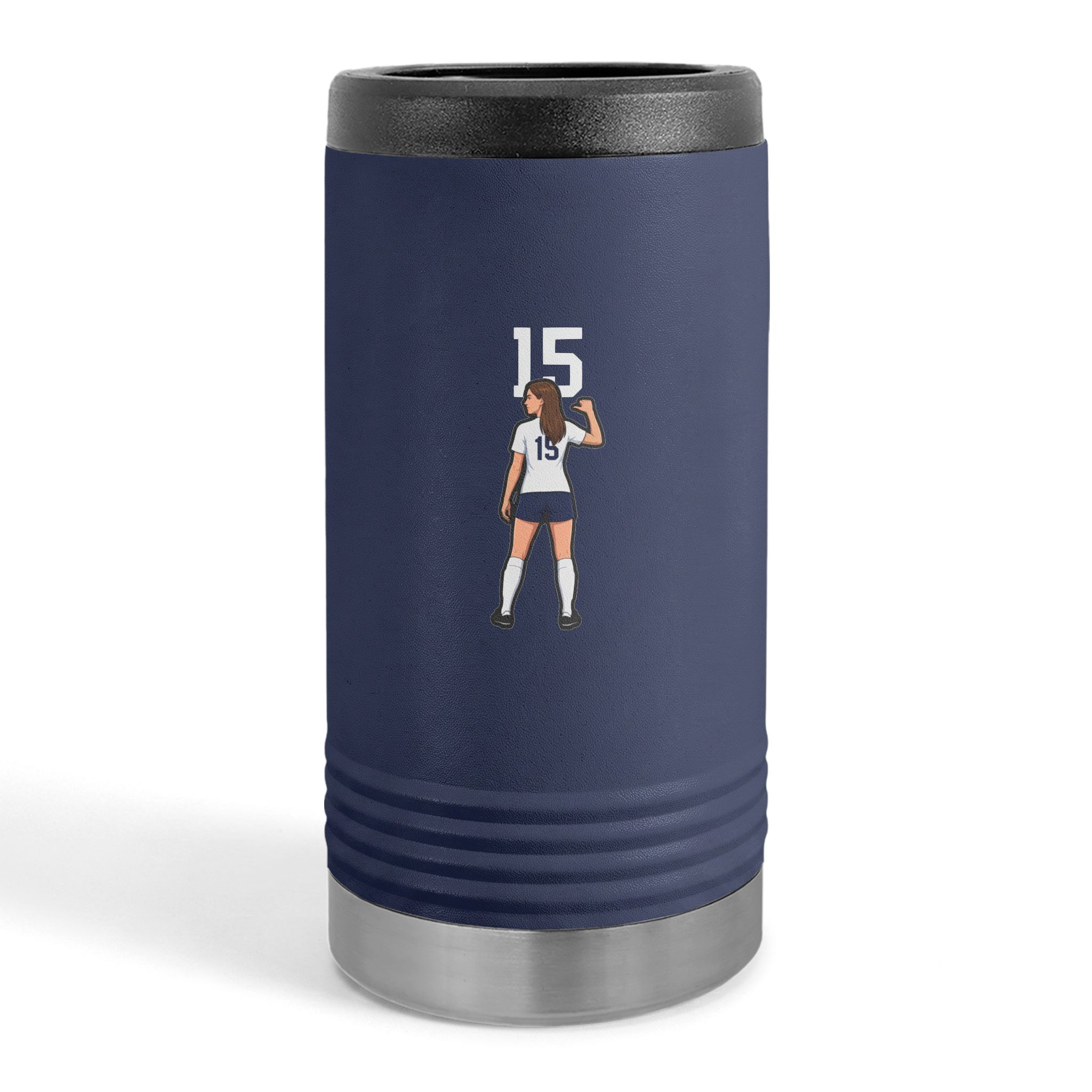 Slim Stainless Can Cooler — character_number_top in Navy