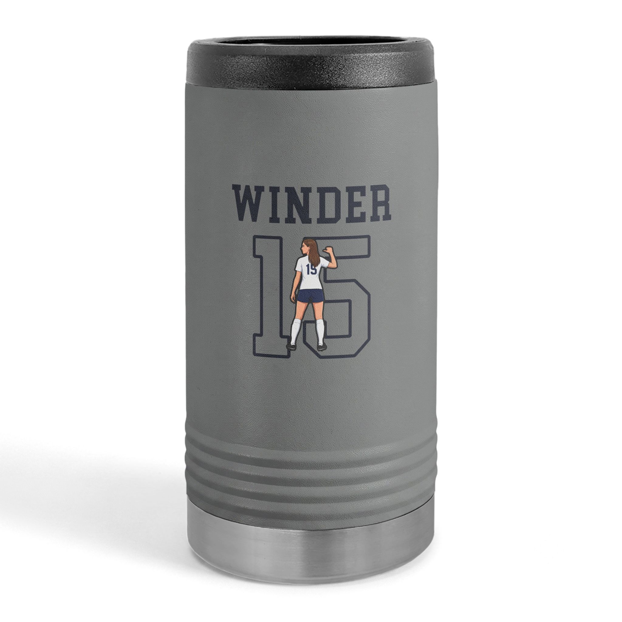 Slim Stainless Can Cooler — character_shirsey in Grey