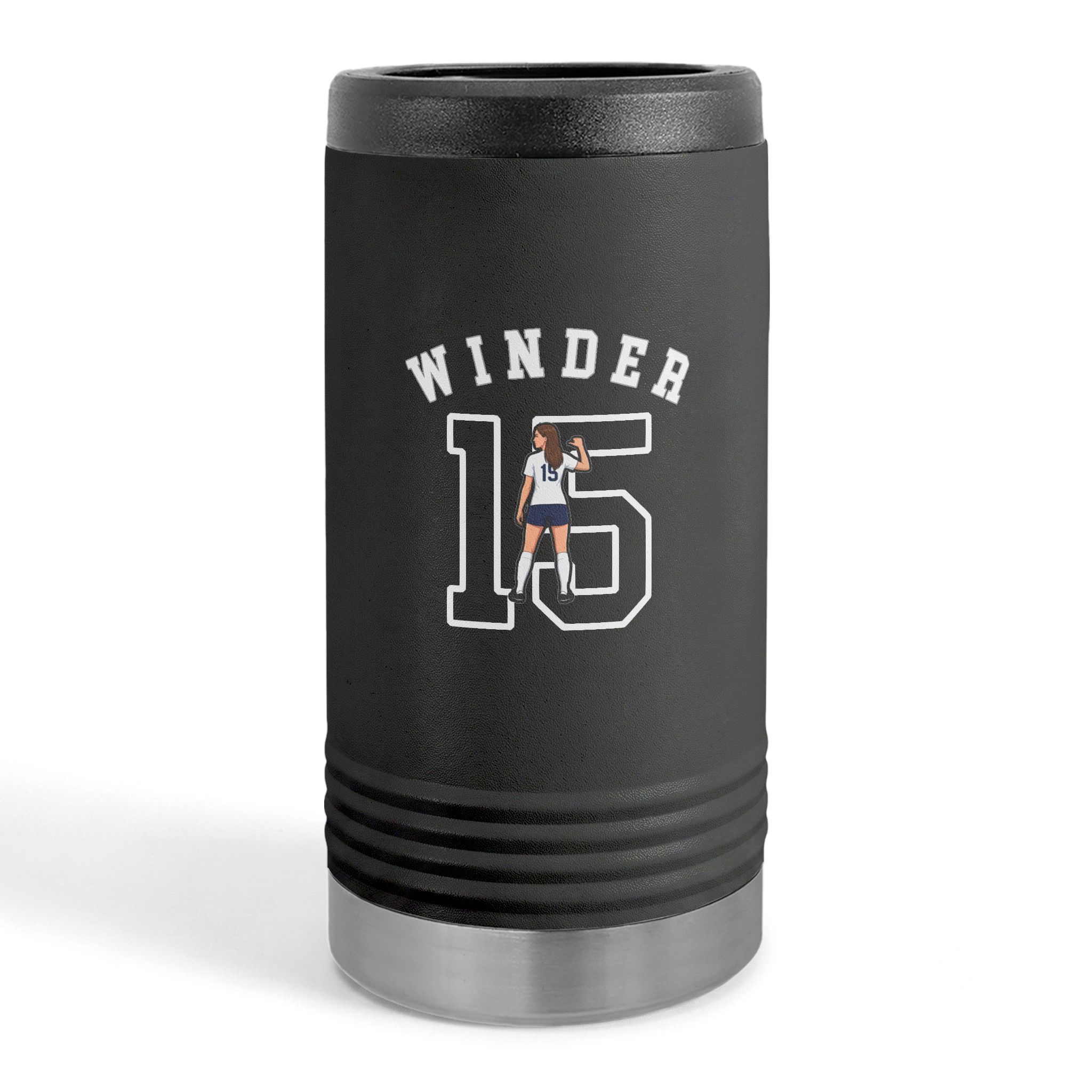 Slim Stainless Can Cooler — character_shirsey_arch in Black