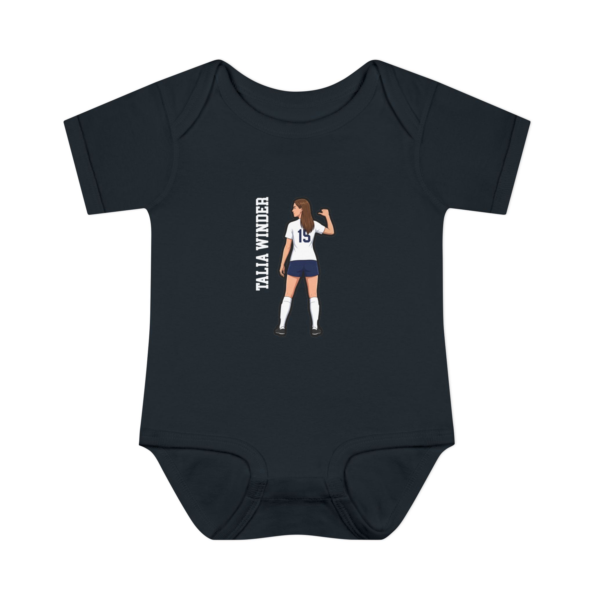 Baby Onesie — character_name_vertical in Black