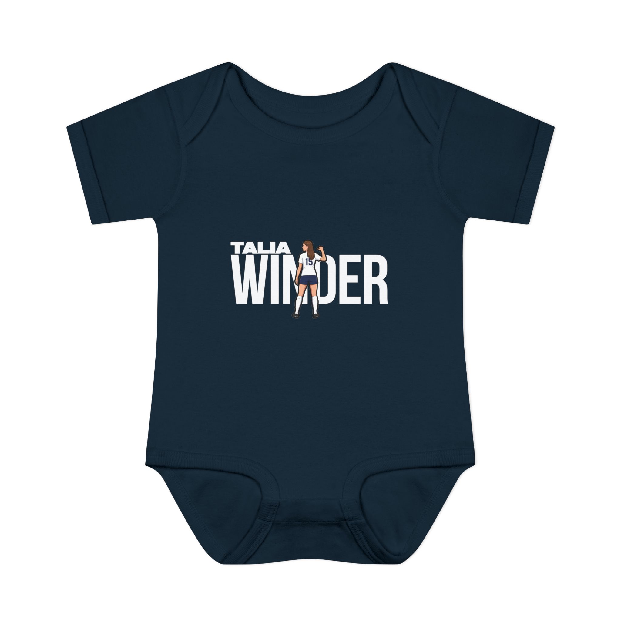 Baby Onesie — character_player_name in Navy