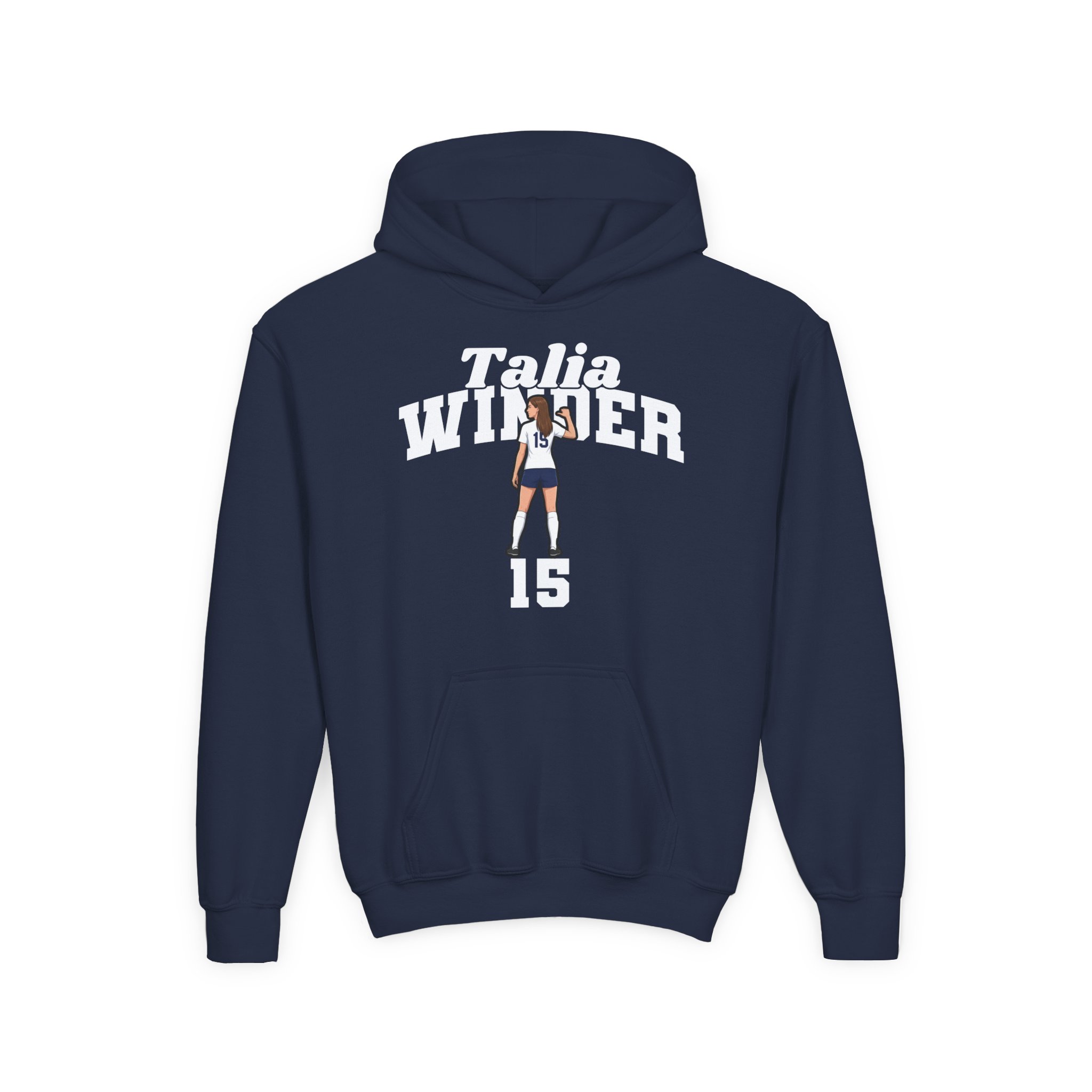 Youth Hoodie — character_signature_arch in Navy