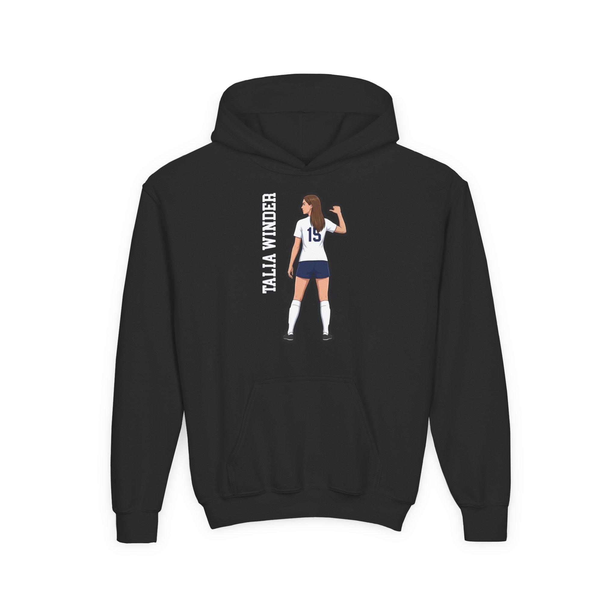 Youth Hoodie — character_name_vertical in Black