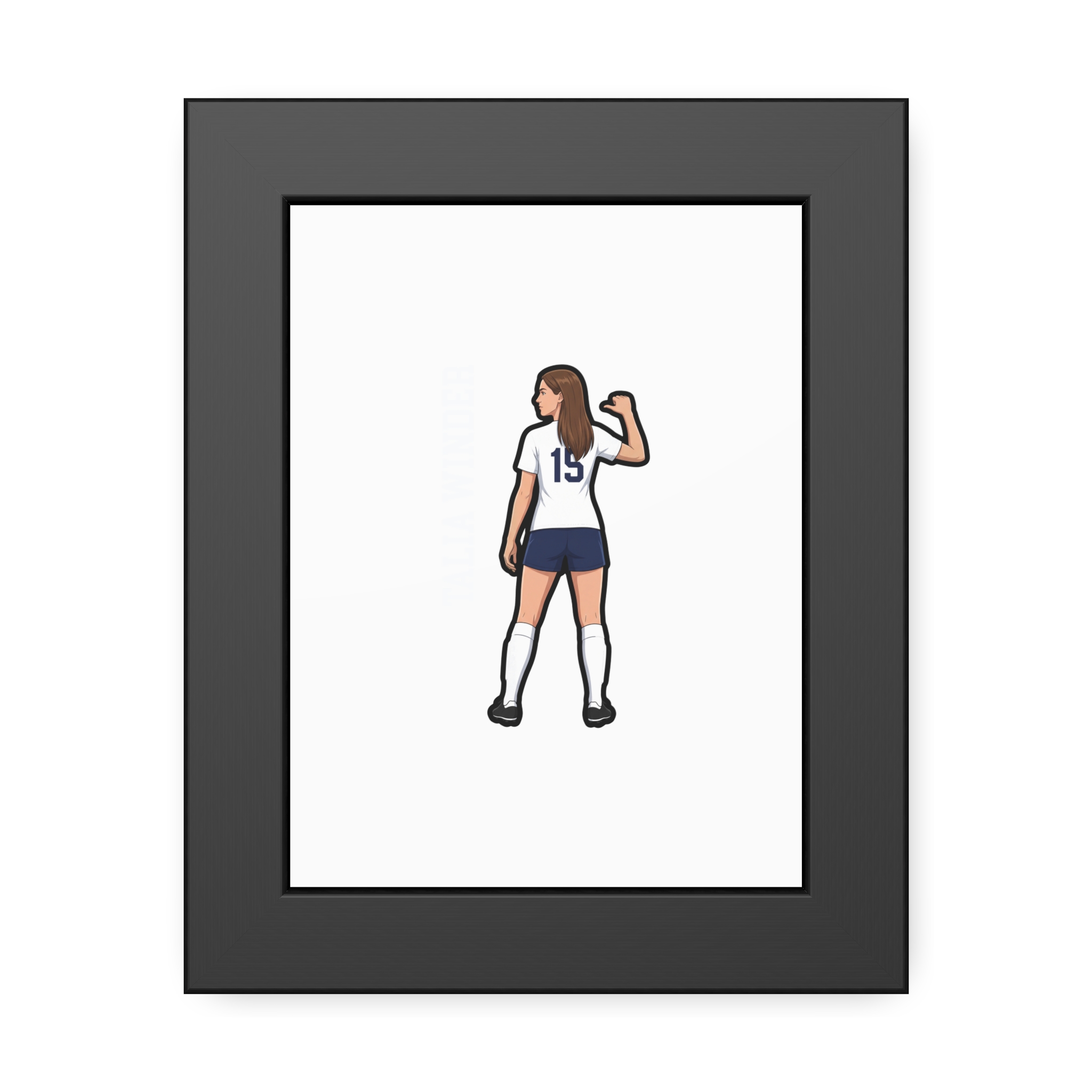 Framed Poster — character_name_vertical in Black