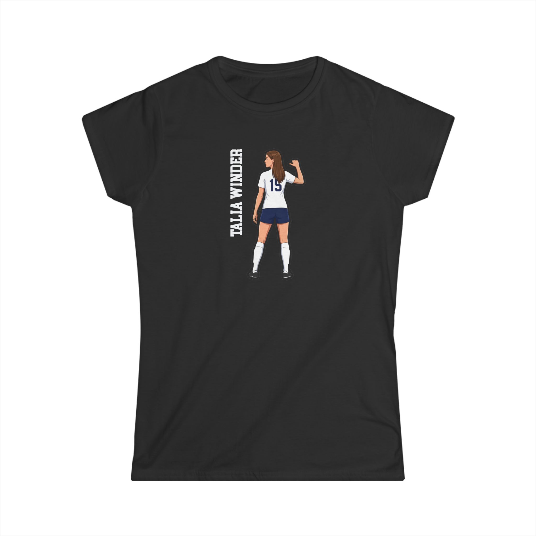 Women's Softstyle Tee — character_name_vertical in Black