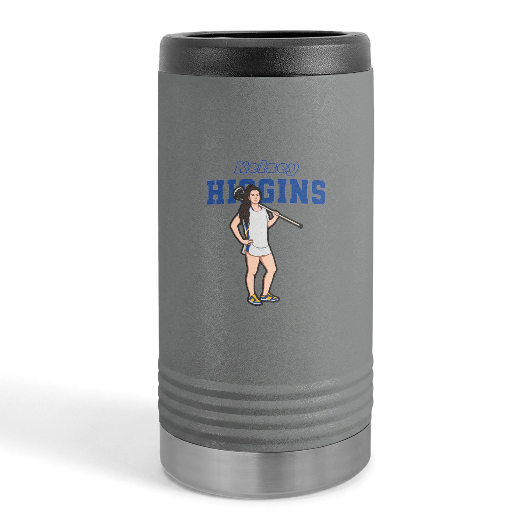 Slim Stainless Can Cooler — character_name_arch in Grey
