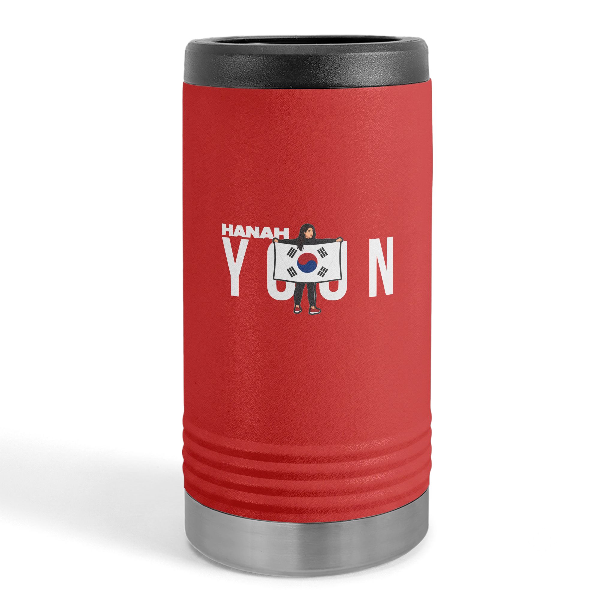 Slim Stainless Can Cooler — character_player_name in Red