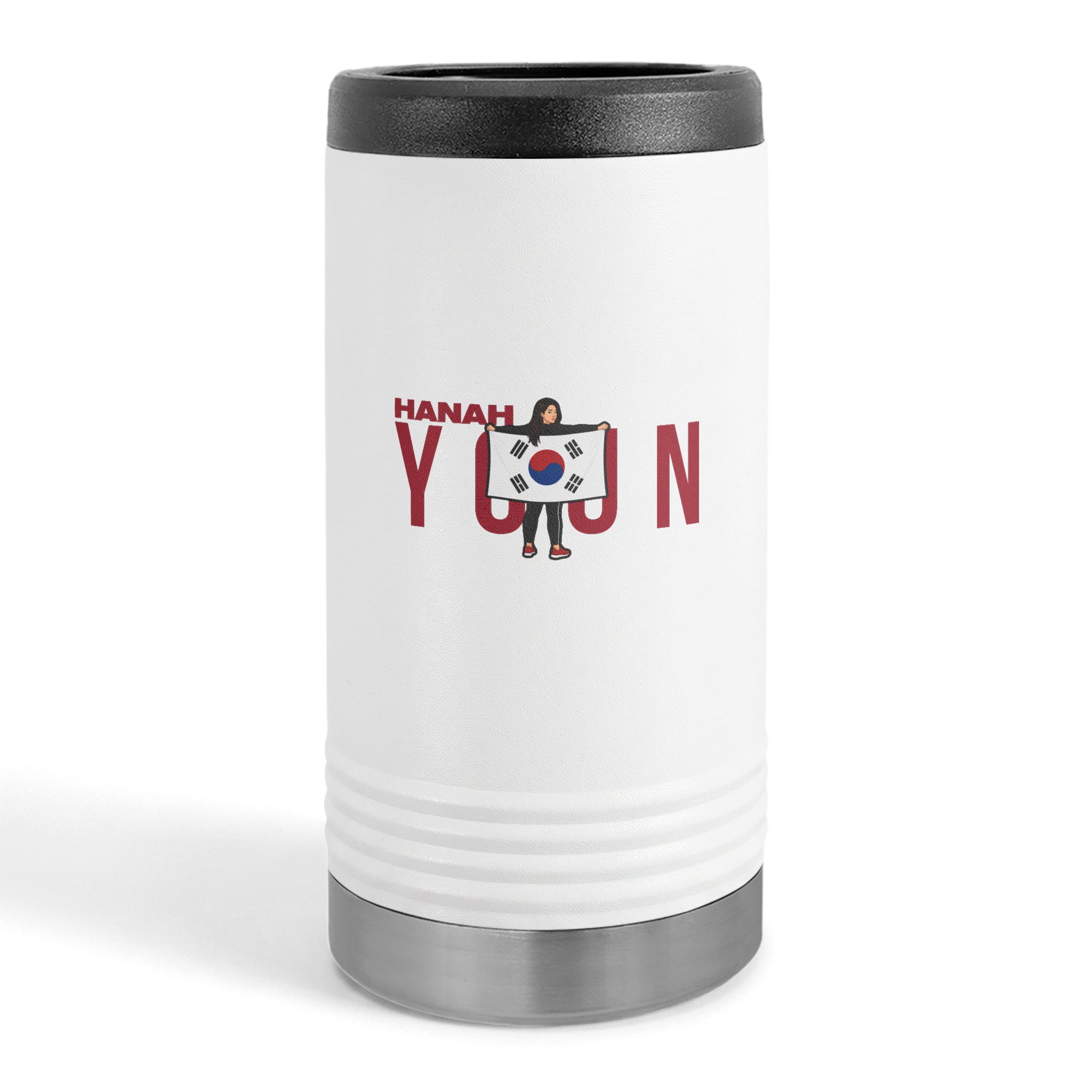 Slim Stainless Can Cooler — character_player_name in White