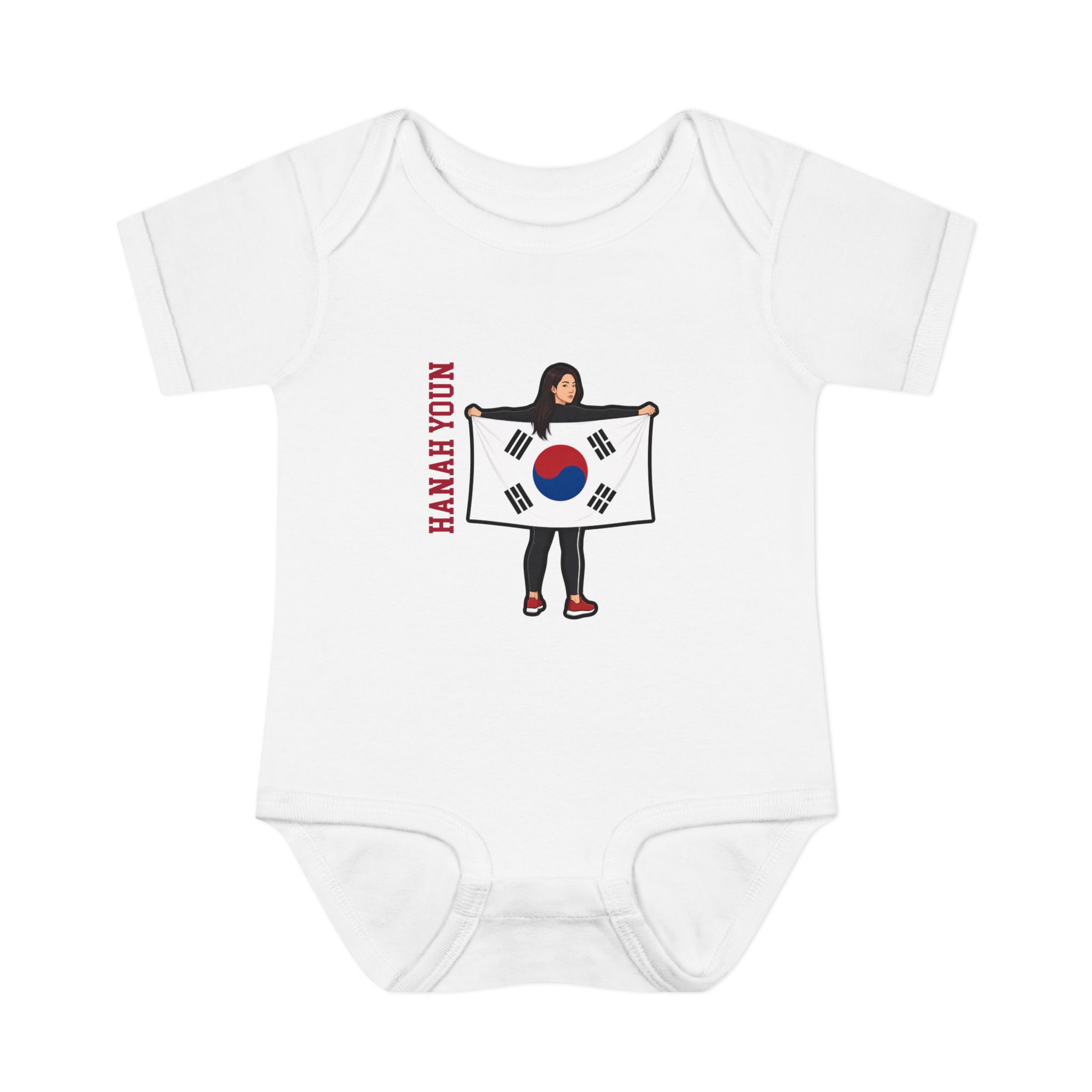 Baby Onesie — character_name_vertical in White