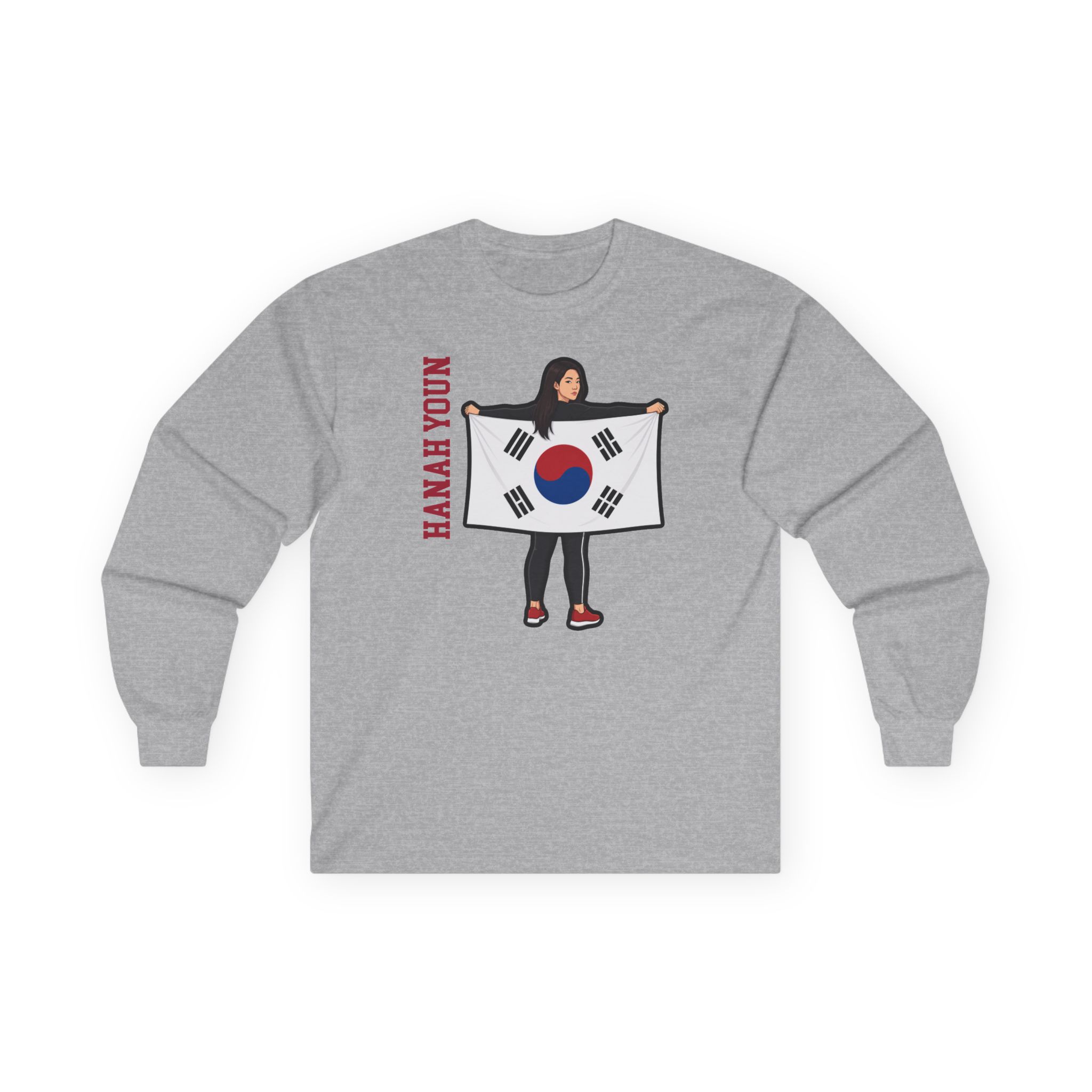 Long Sleeve Tee — character_name_vertical in Grey