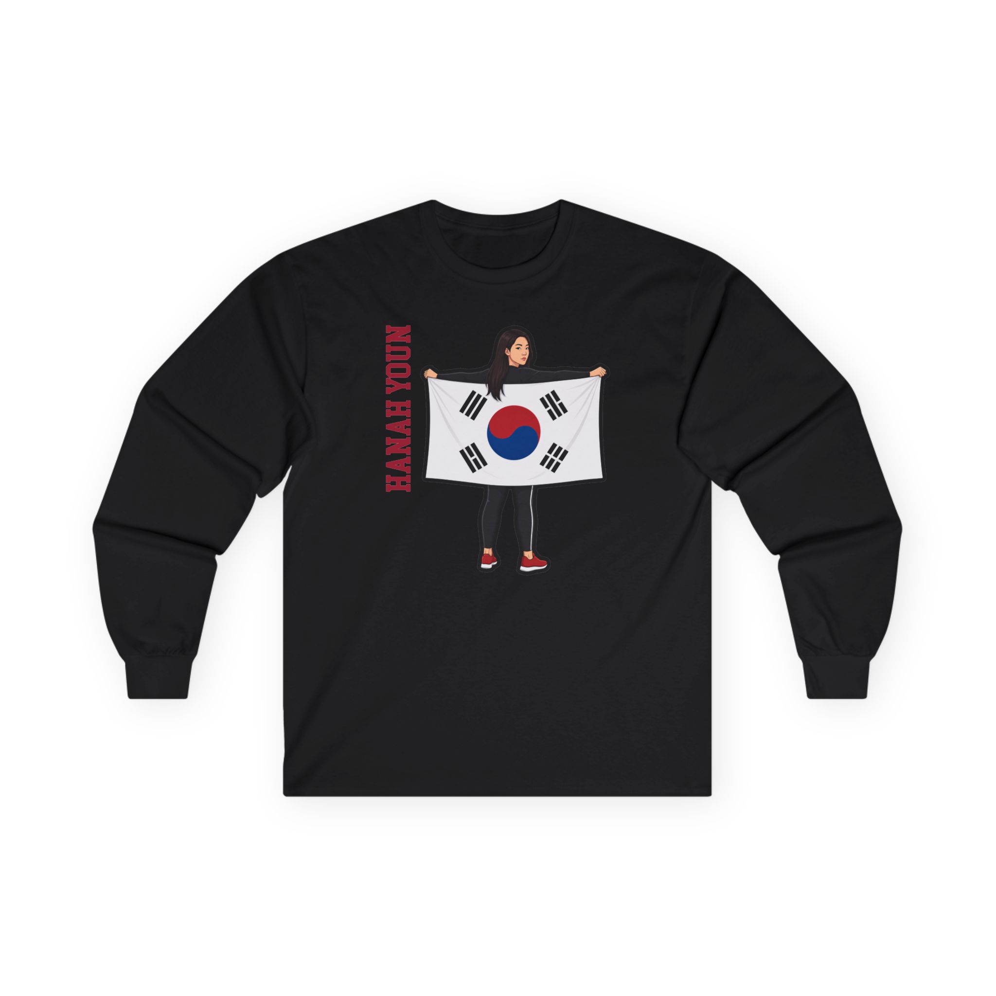 Long Sleeve Tee — character_name_vertical in Black