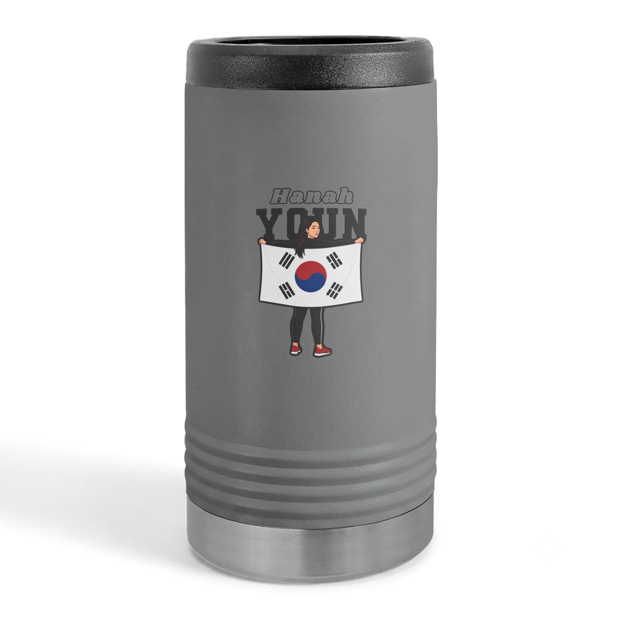 Slim Stainless Can Cooler — character_name_arch in Grey