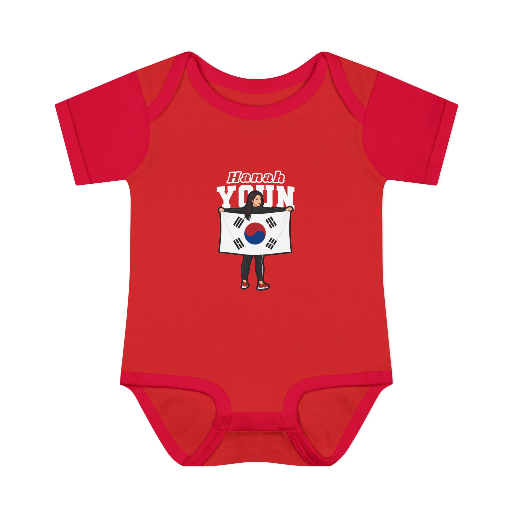Baby Onesie — character_name_arch in Red