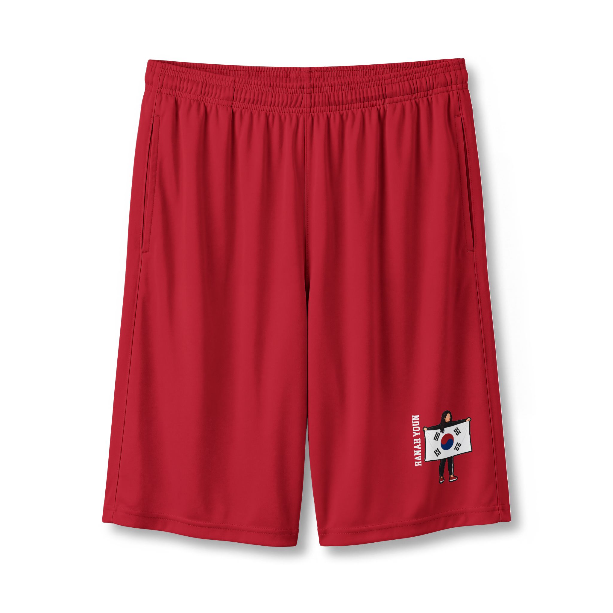 Shorts — character_name_vertical in Red