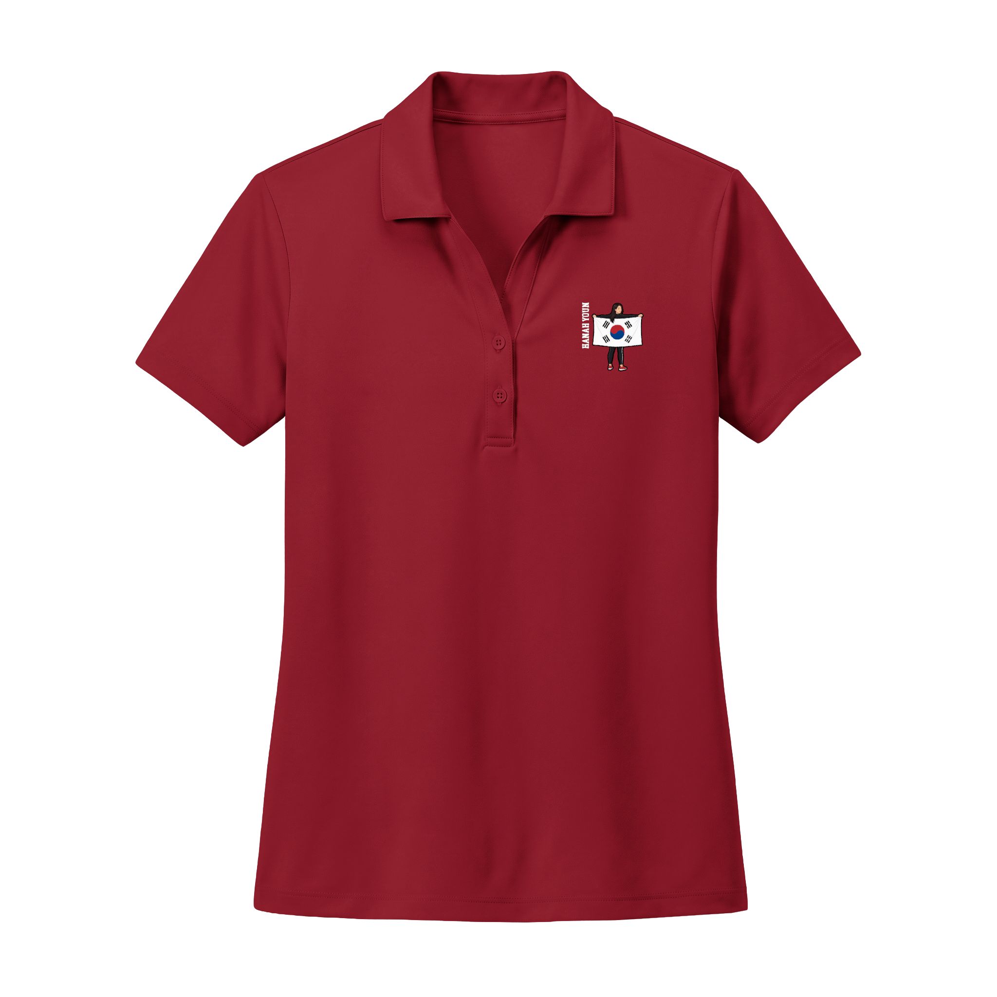 Women's Polo — character_name_vertical in Red