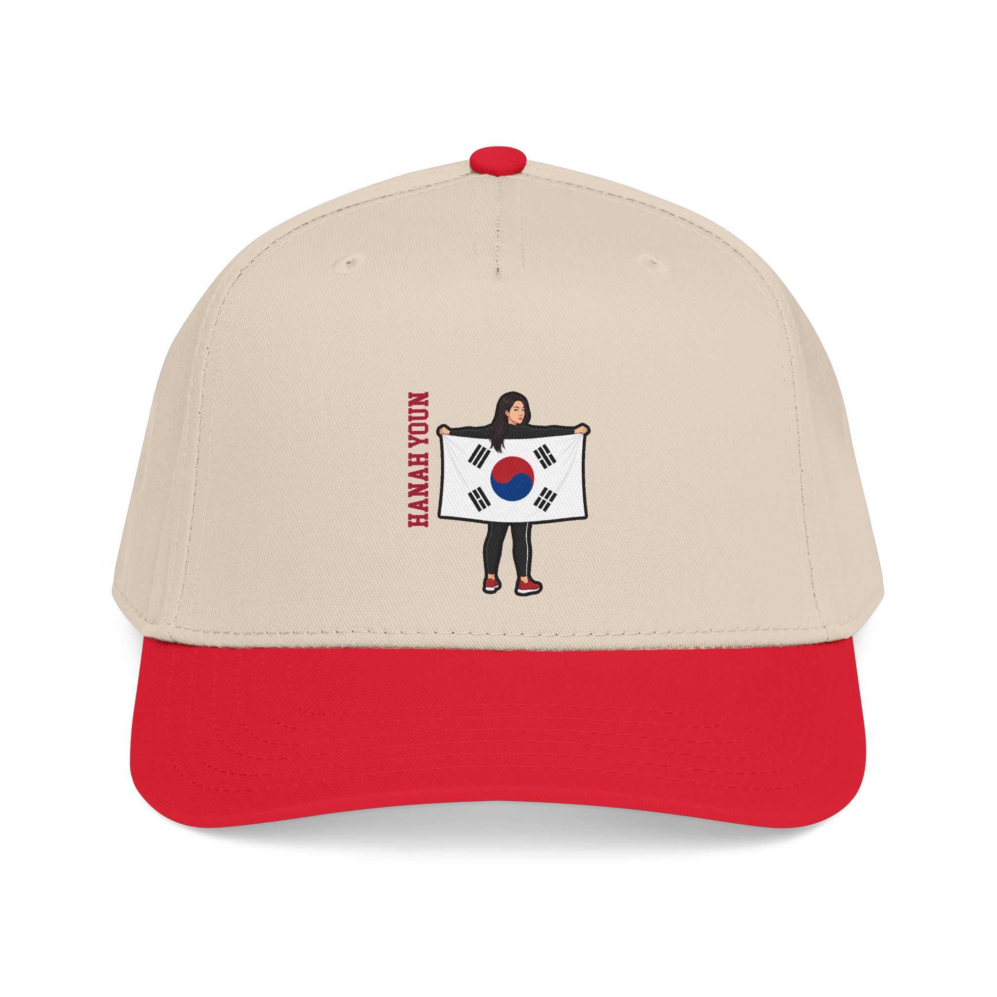 Baseball Cap — character_name_vertical in Red / Natural
