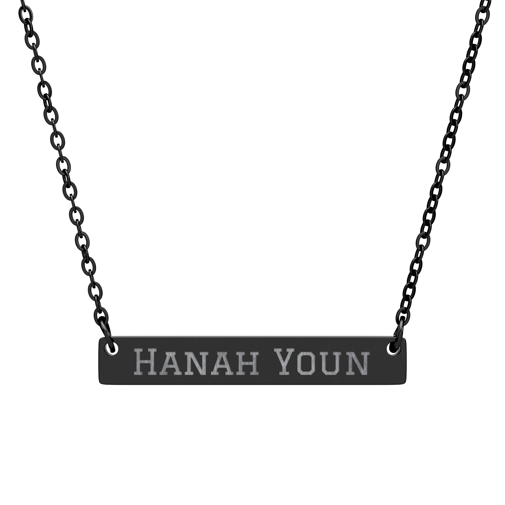 Engraved Bar Necklace — Classic in Black