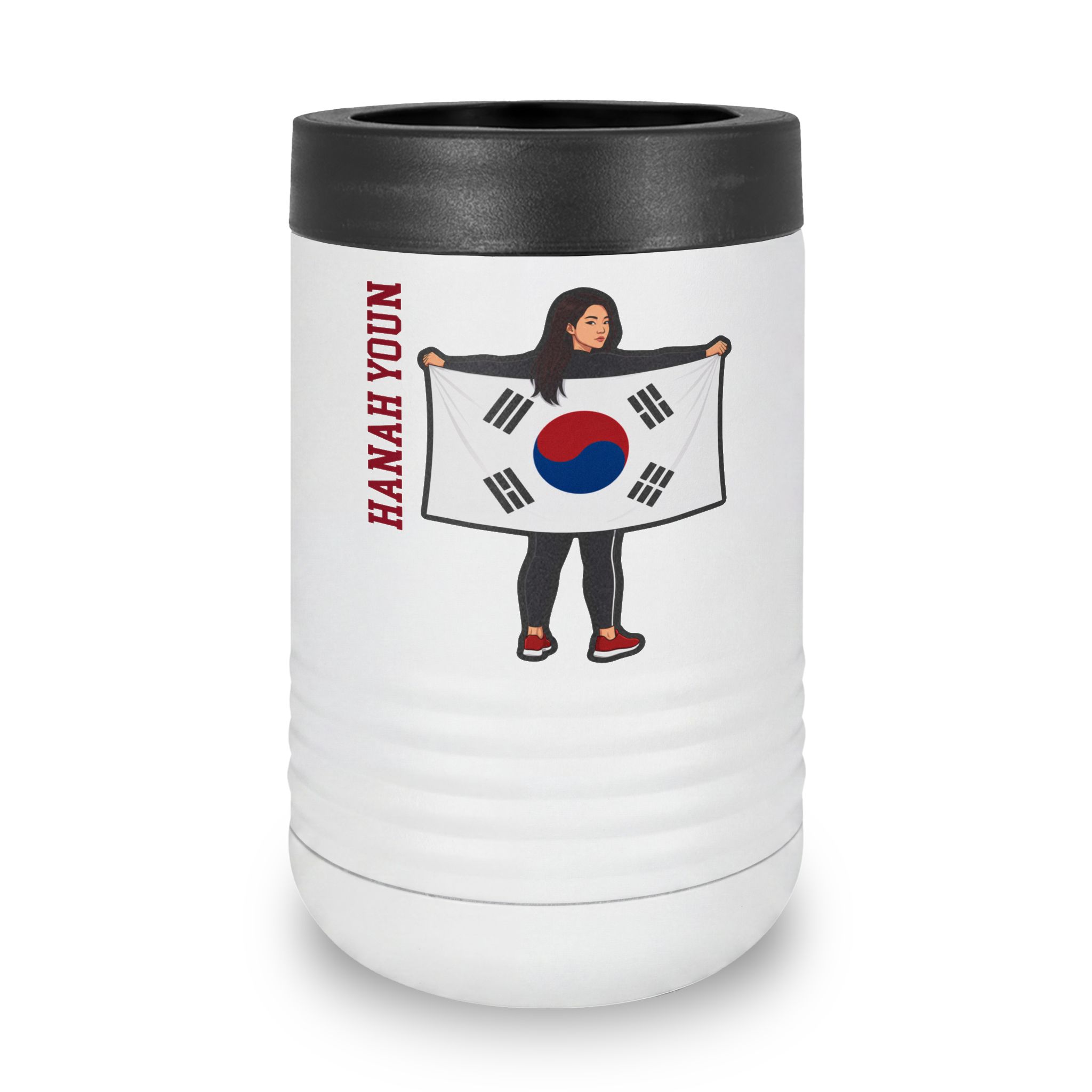Stainless Can Cooler — character_name_vertical in White