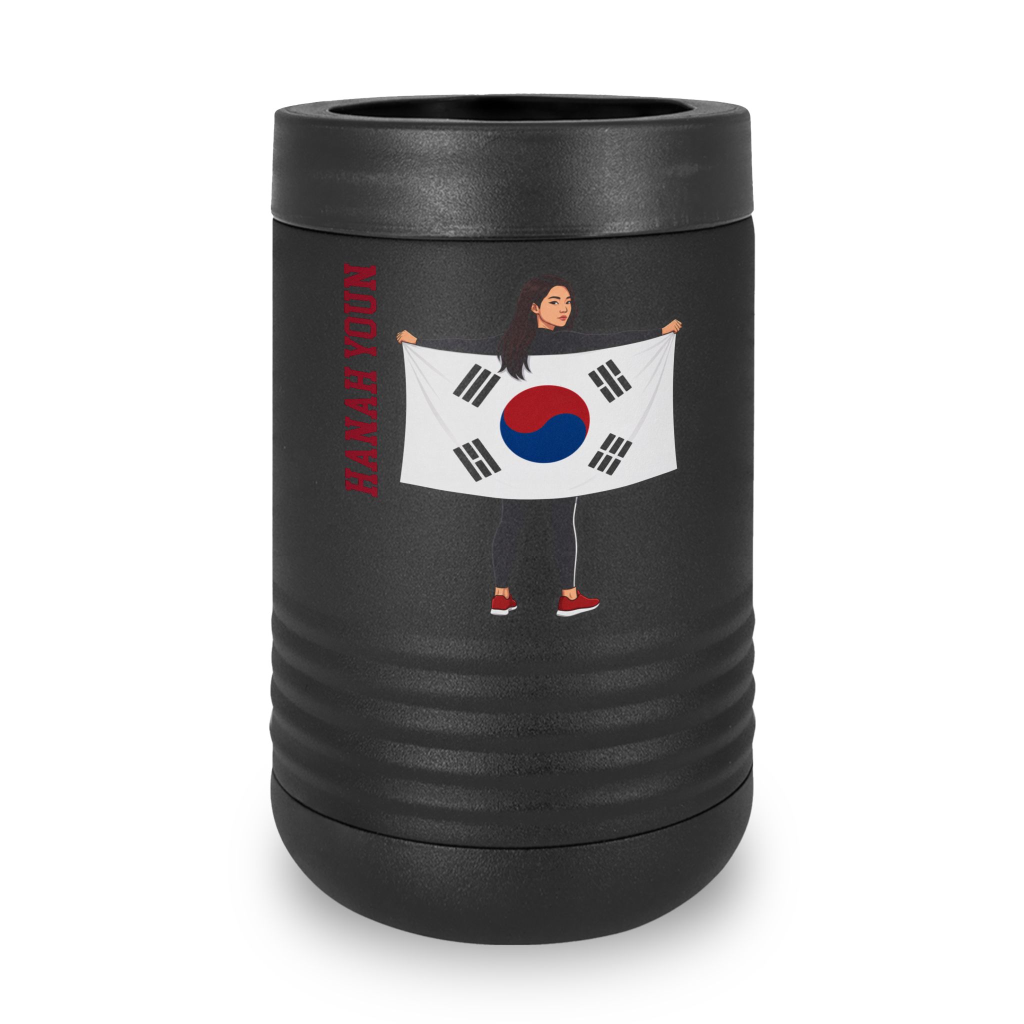 Stainless Can Cooler — character_name_vertical in Black