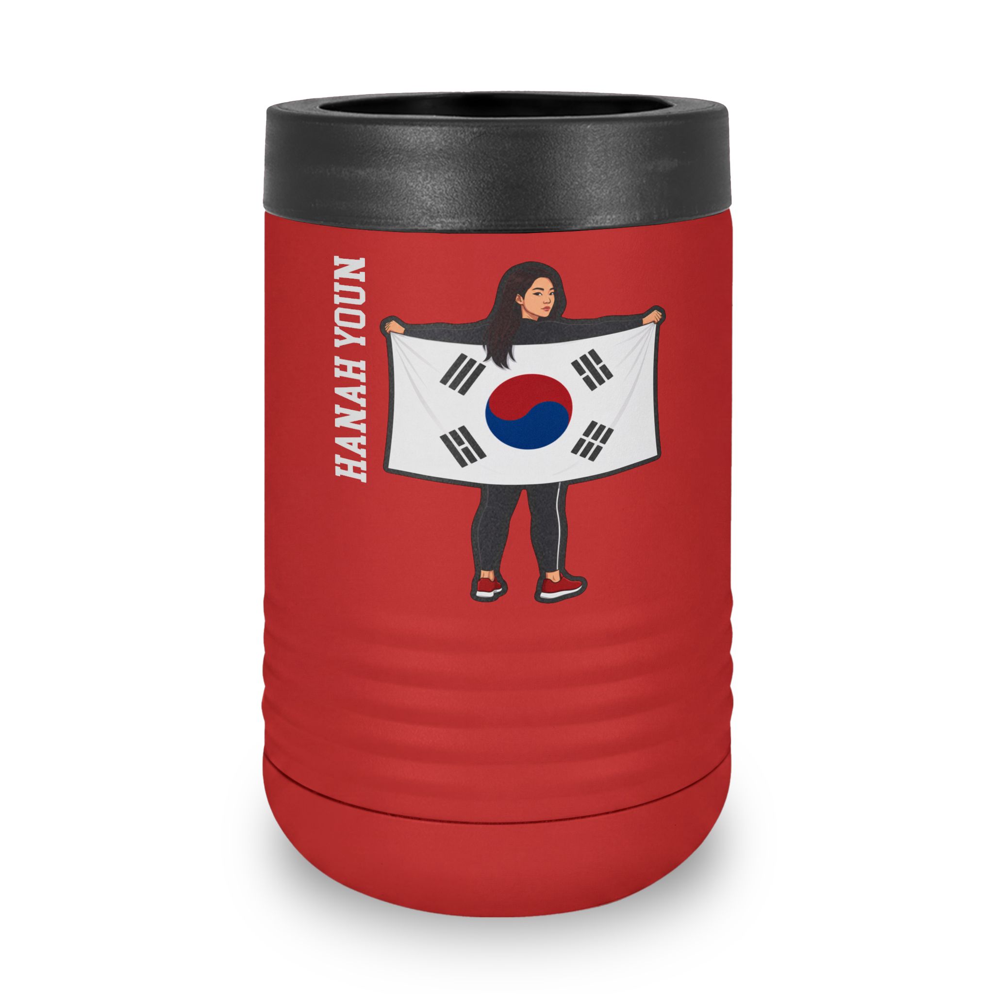 Stainless Can Cooler — character_name_vertical in Red
